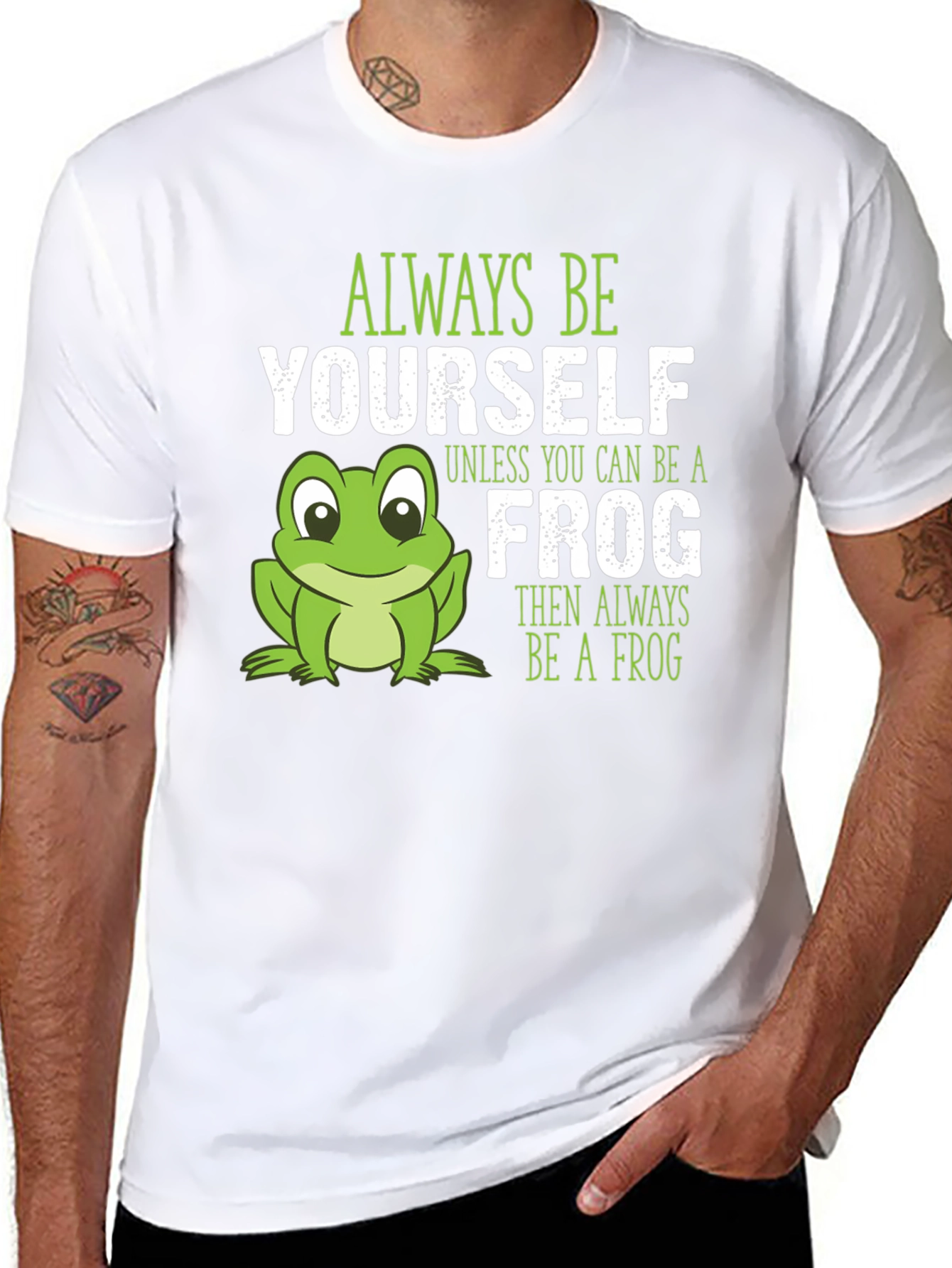 Black Funny Frog Graphic Tee: Always Be Yourself T-Shirt view 8