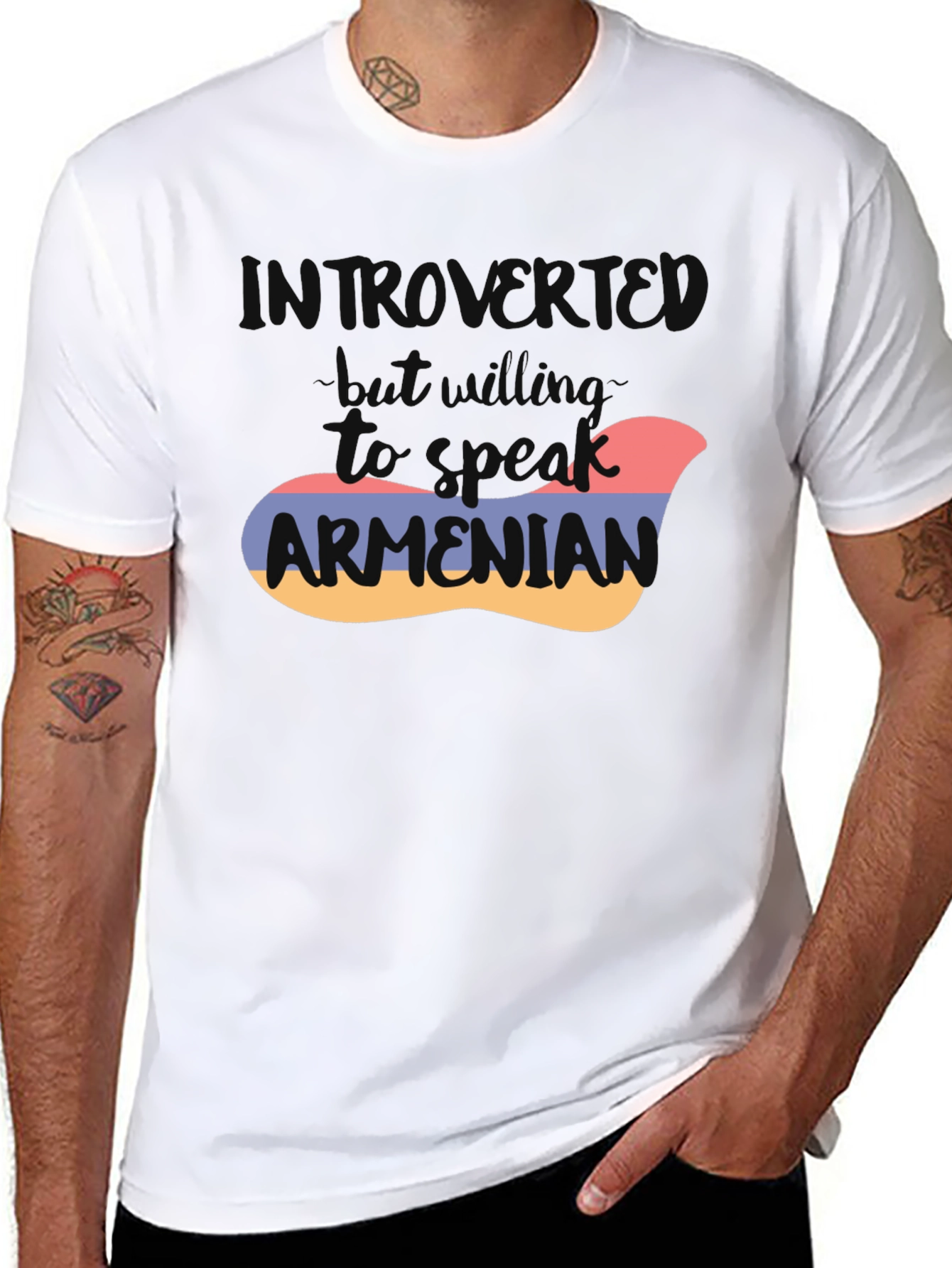 Black Introvert Armenian Flag T-Shirt view 8