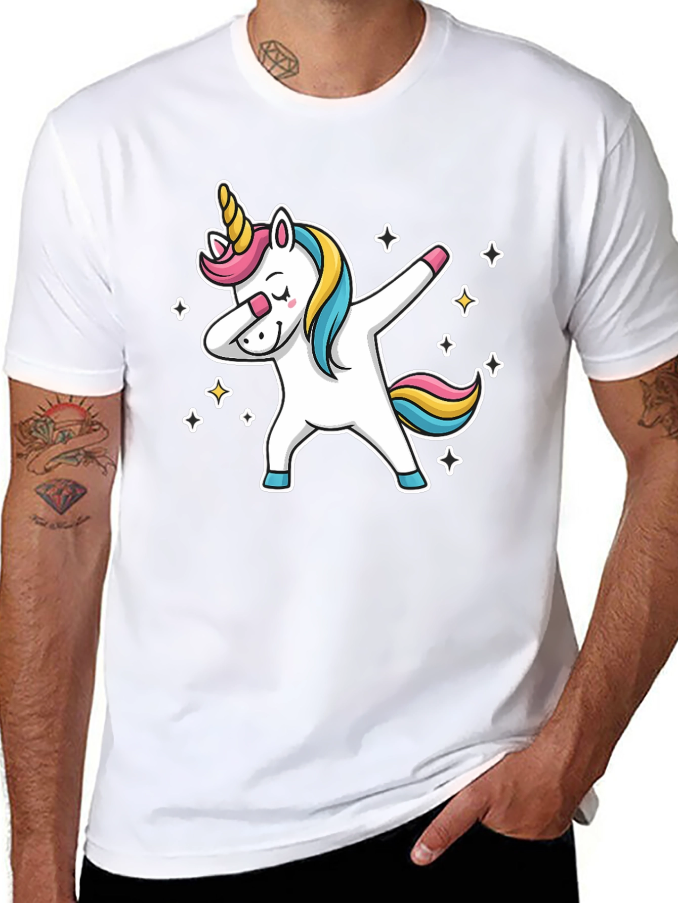 Black Dabbing Unicorn Graphic Tee - Black view 8