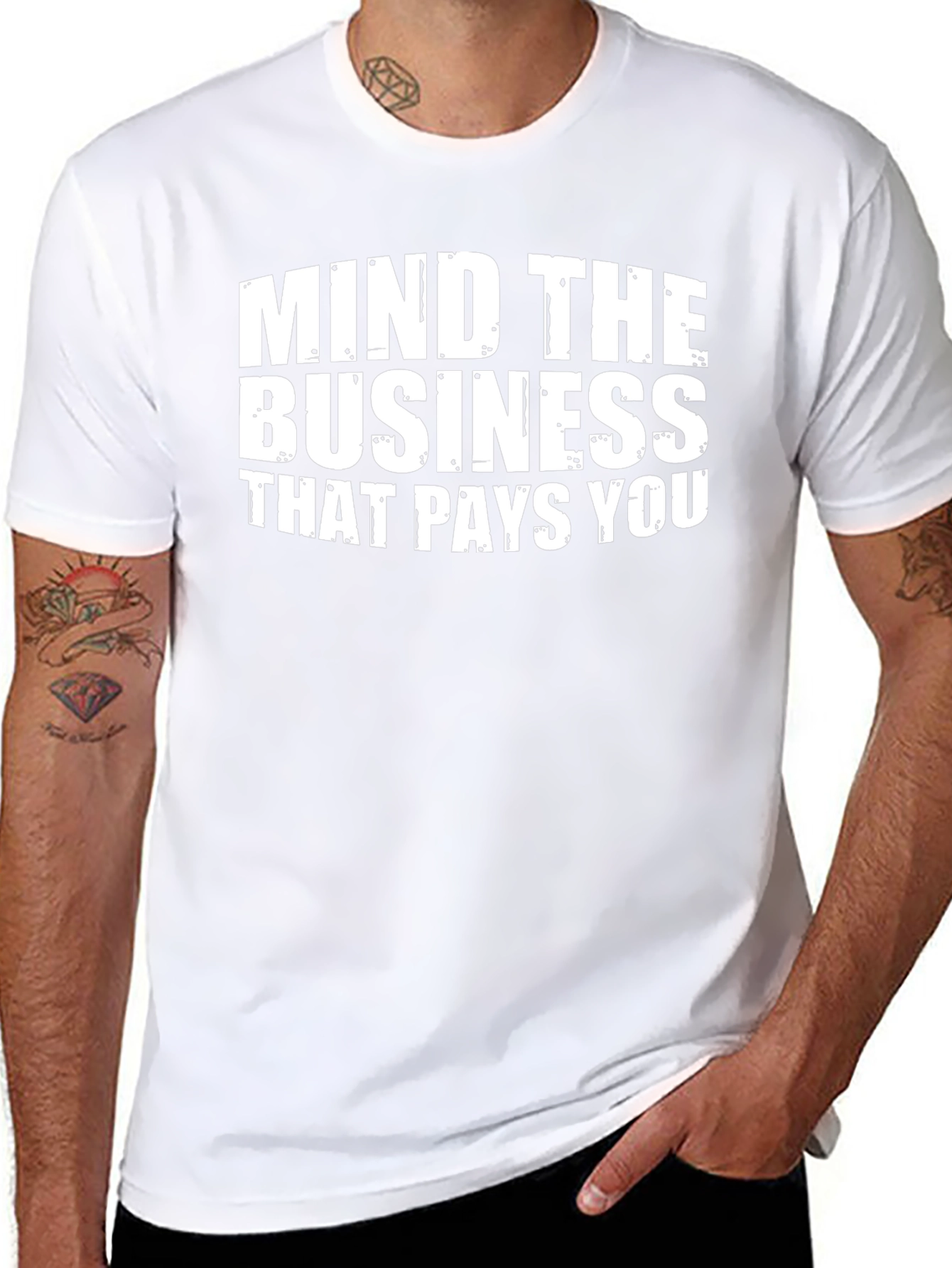 Black Mind The Business Graphic Tee - Crew Neck Short Sleeve T-Shirt view 8