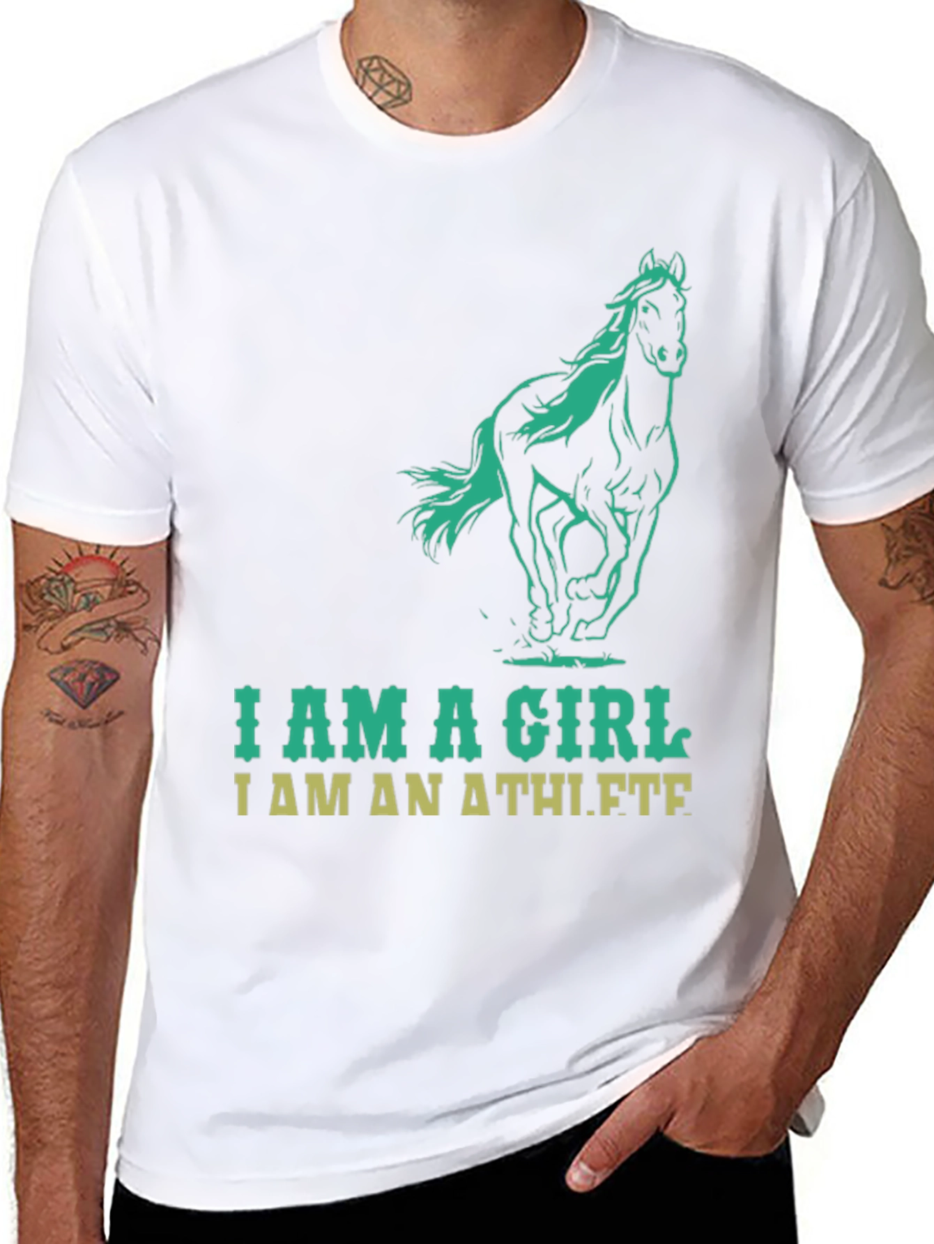 Black I Am A Girl I Am An Athlete T-Shirt view 8