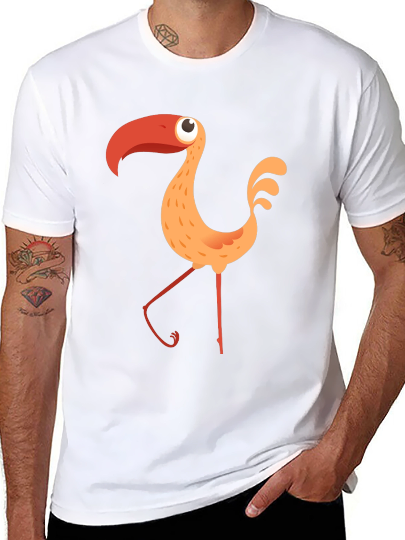 Black Funky Flamingo Graphic Black T-Shirt view 8
