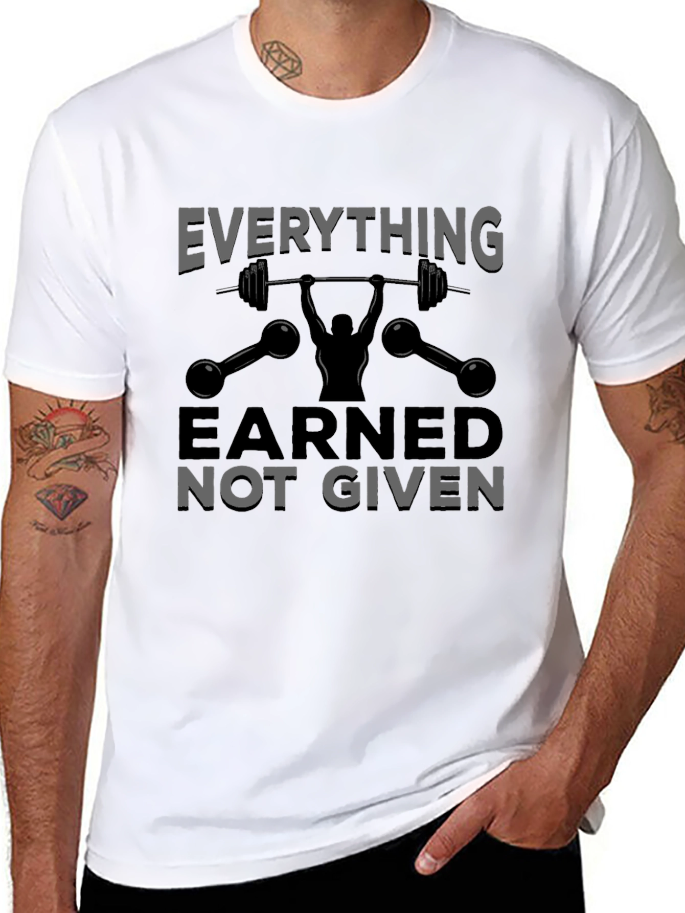 Black Earned Not Given Weightlifting Graphic T-Shirt view 8
