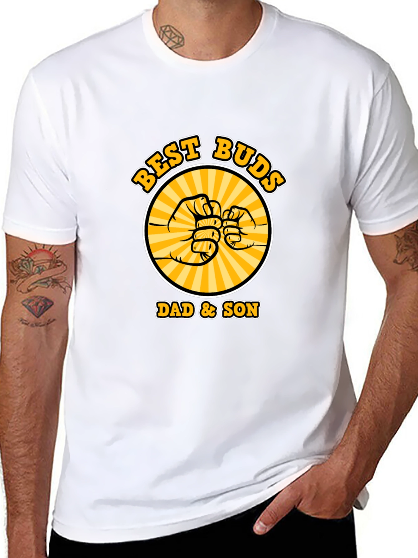 Black Best Buds Dad & Son Matching Graphic T-Shirt view 8