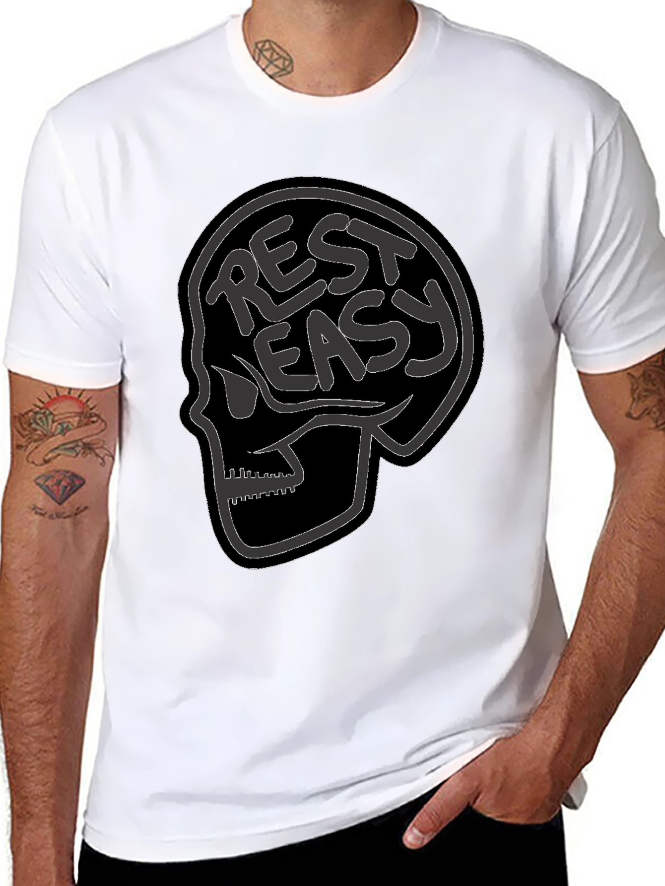 Black Rest Easy Skull Graphic Tee - Black view 8