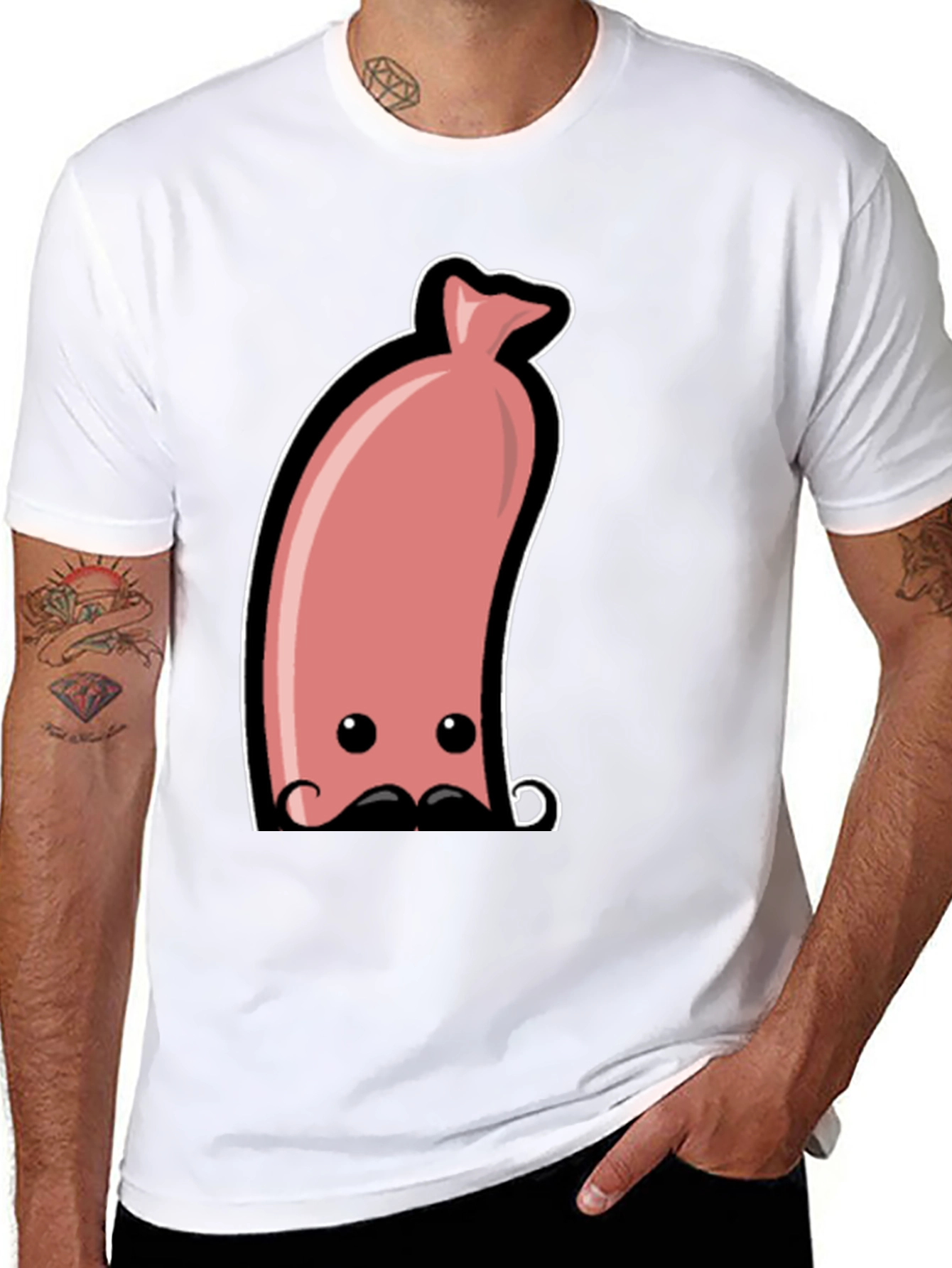 Black Funny Sausage Graphic Tee - Men's Black T-Shirt view 8