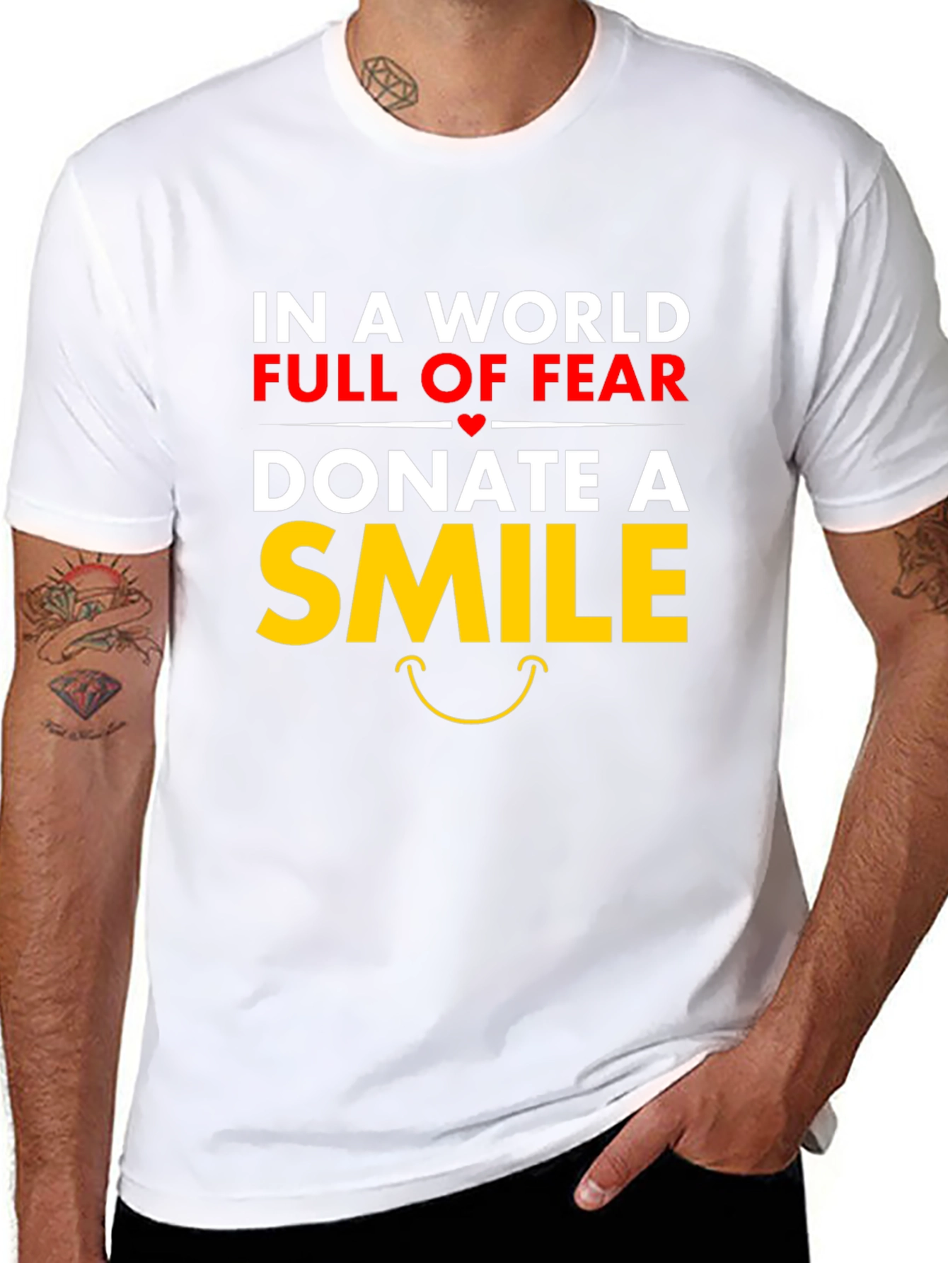 Black Donate A Smile Graphic Tee - Positive Message Shirt view 8