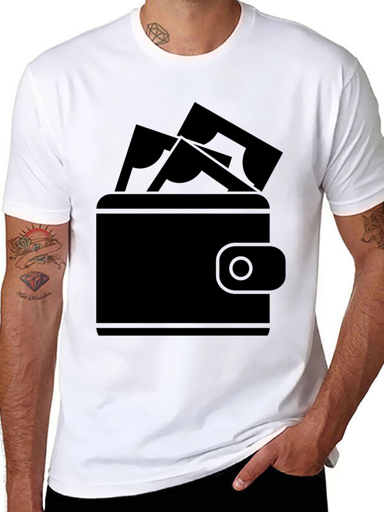 Black Money Wallet Graphic Tee - Black view 8