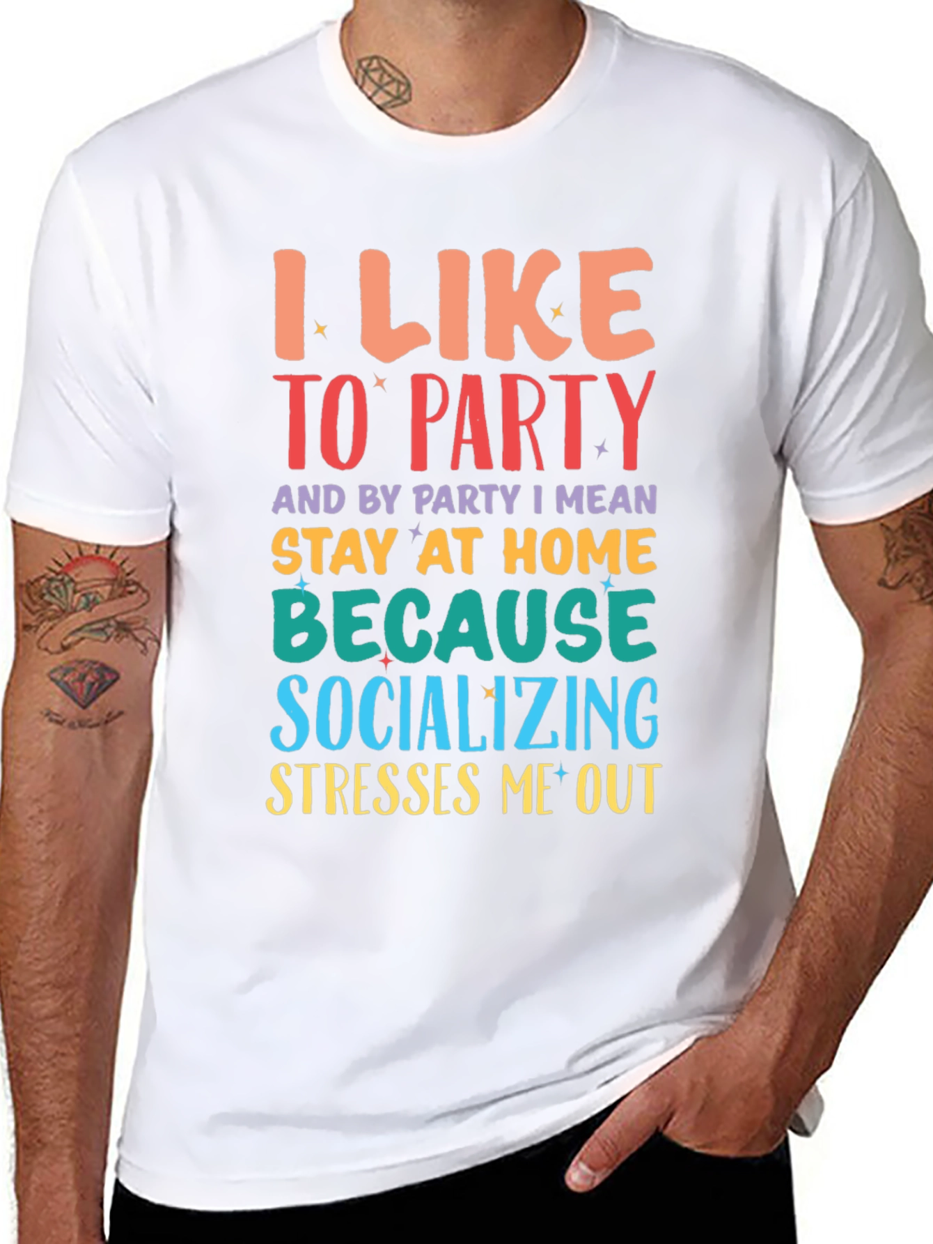 Black I Like to Party Stay At Home Funny T-Shirt view 8