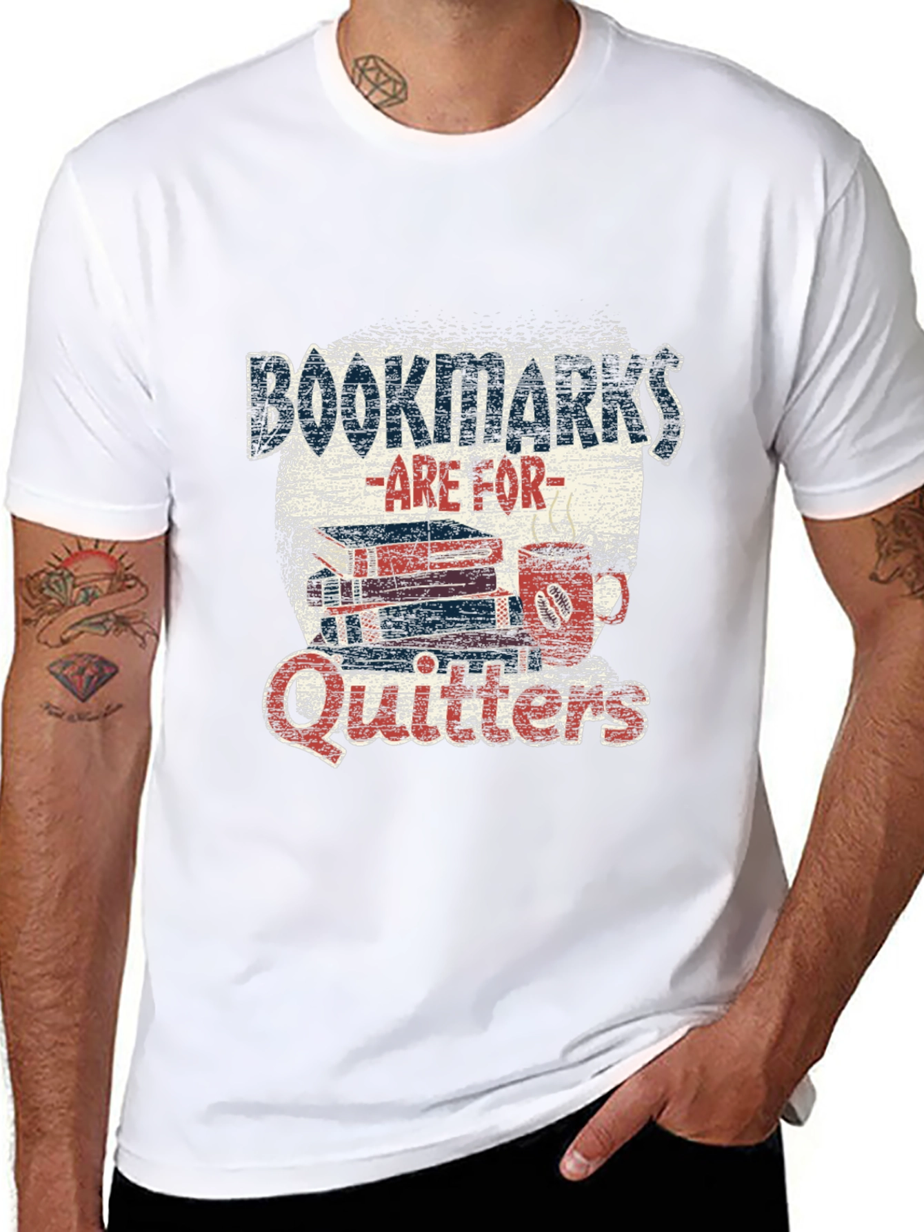 Black Bookmarks Are For Quitters T-Shirt Novelty Bookworm Tee view 8