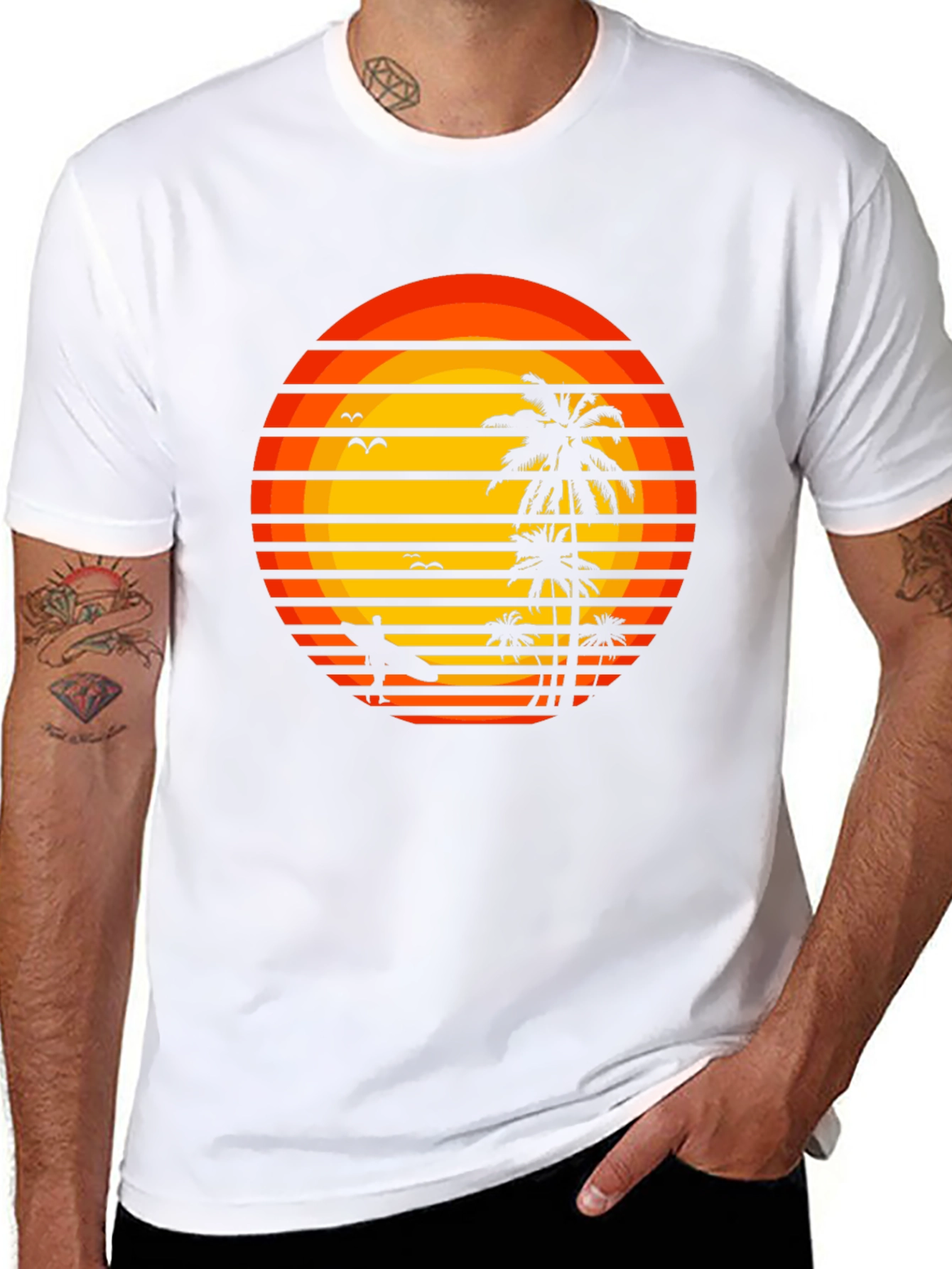 Black Retro Sunset Surfer T-Shirt view 8