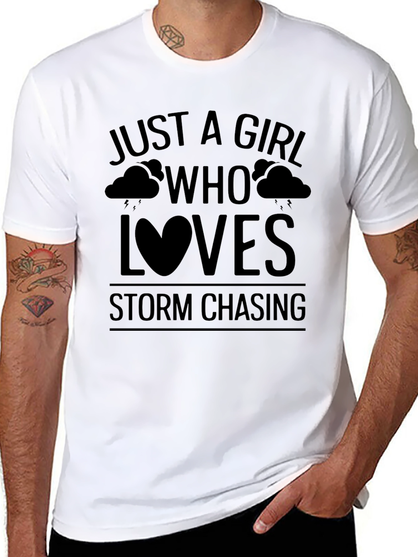 Black Storm Chaser T-Shirt - Girl Who Loves Storms view 8