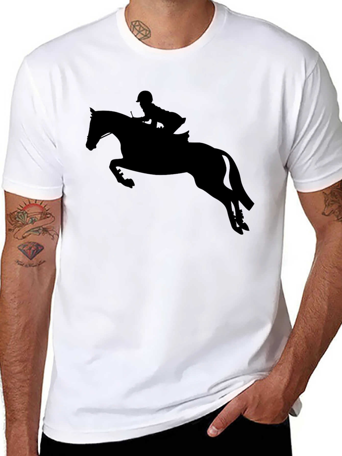 Black Equestrian Silhouette Black T-Shirt view 8