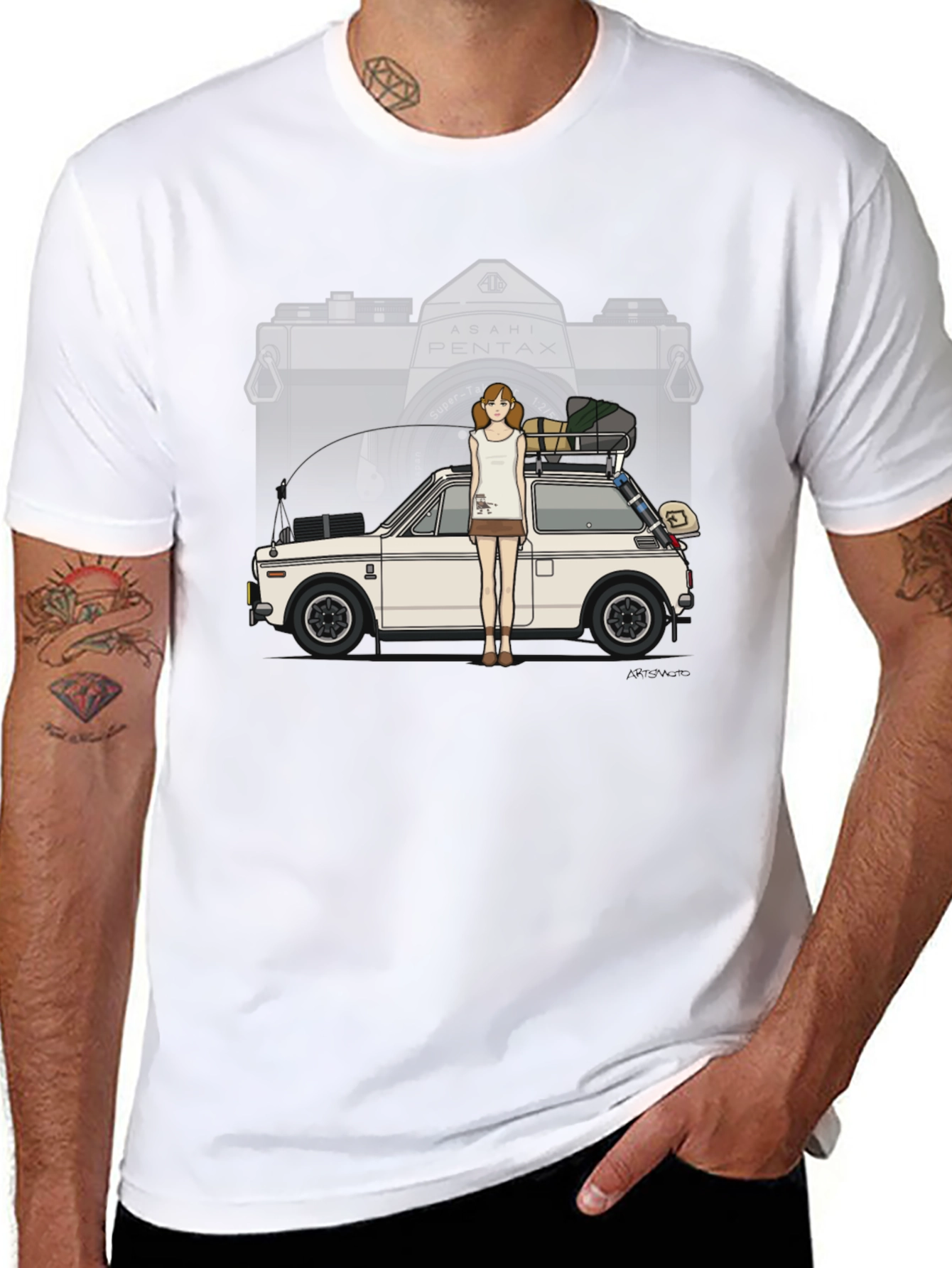Black Vintage Camera Car T-Shirt - Retro Style view 8