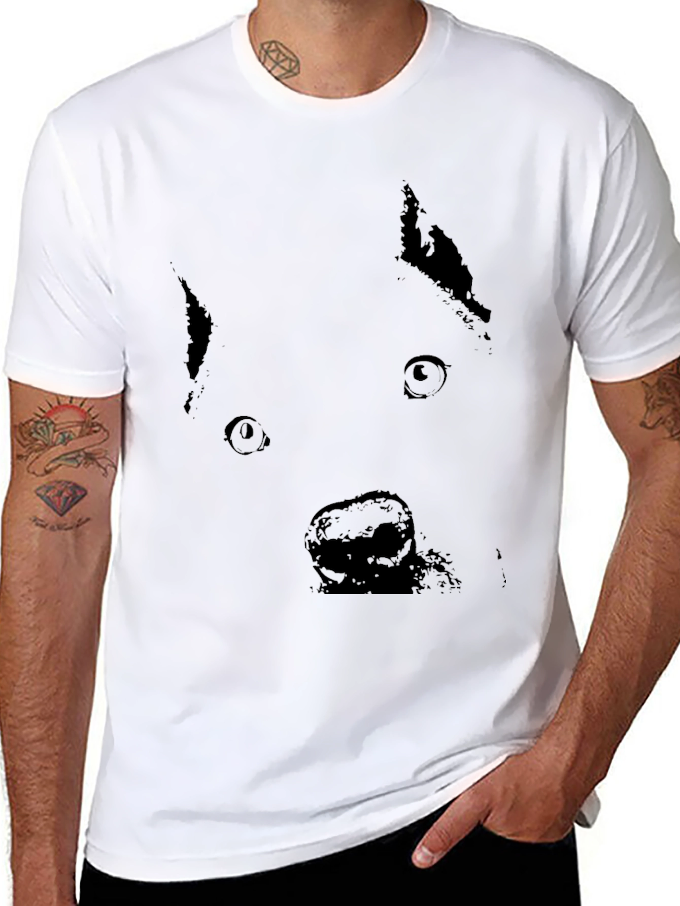 Black Black Dog Face Graphic T-Shirt - Casual Style view 8