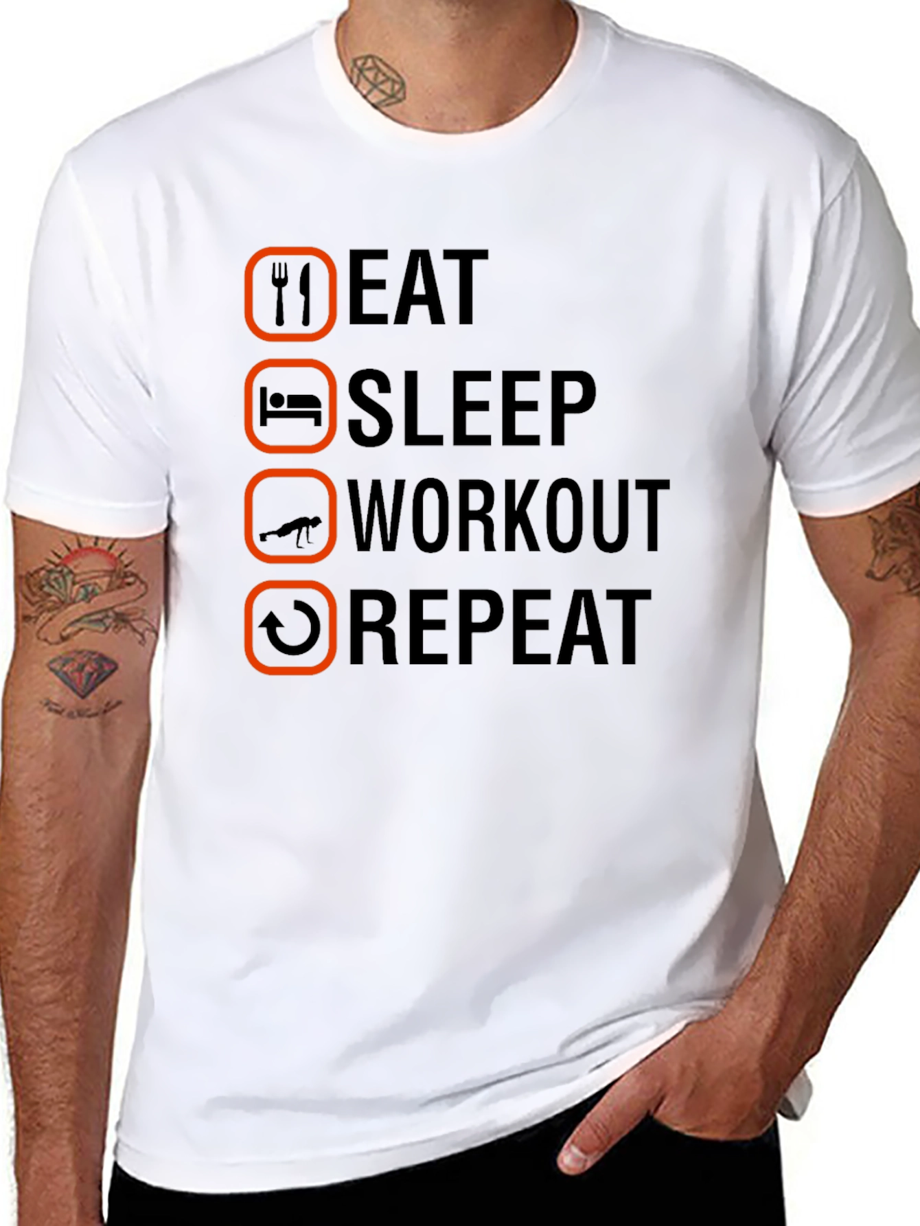 Eat Sleep Workout Repeat Graphic Tee - 8