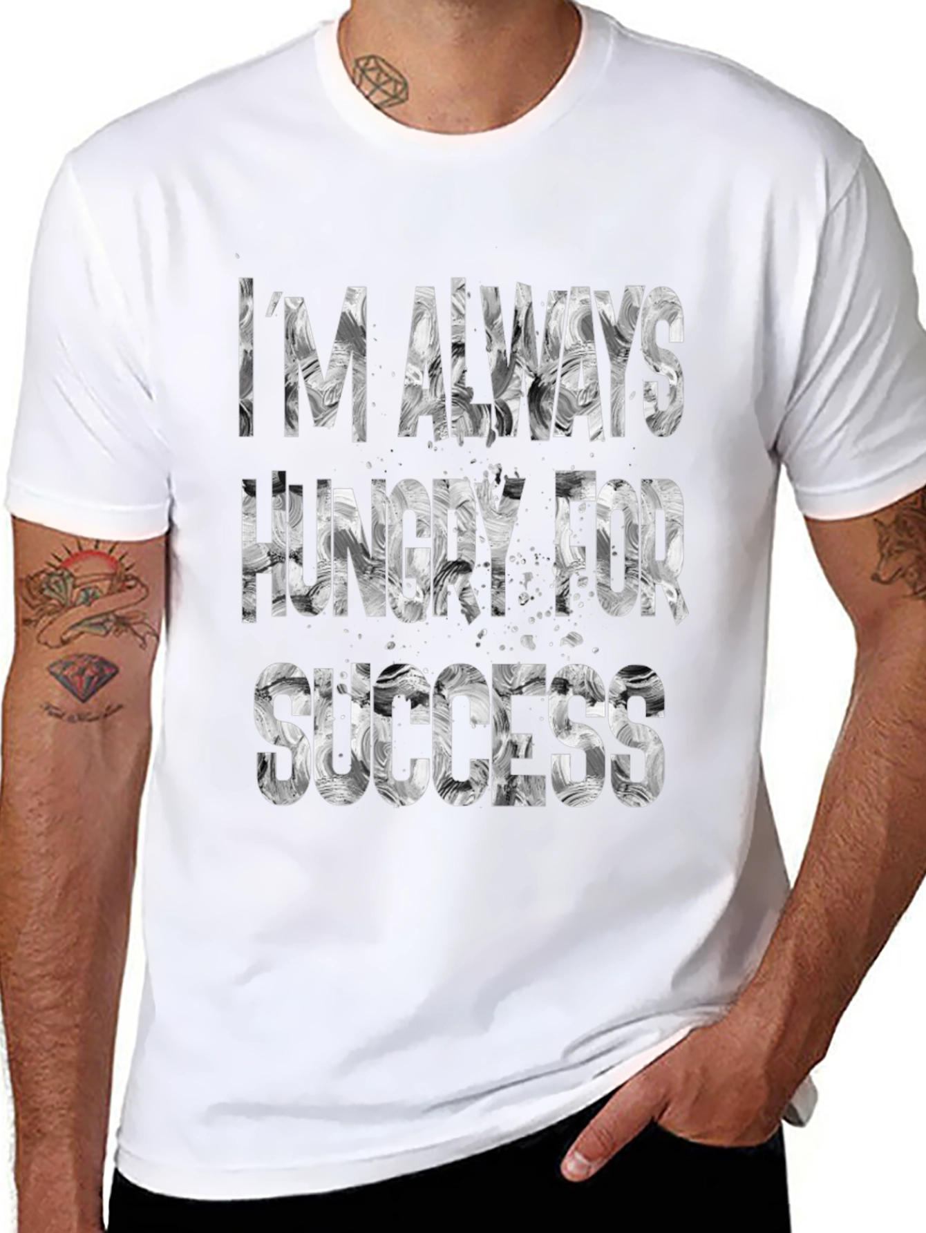 Black Hungry for Success Black T-Shirt view 8