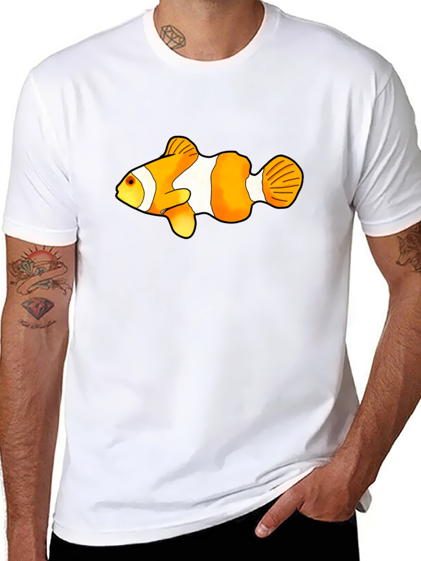 Black Clown Fish Graphic Tee - Black Cotton Blend view 8