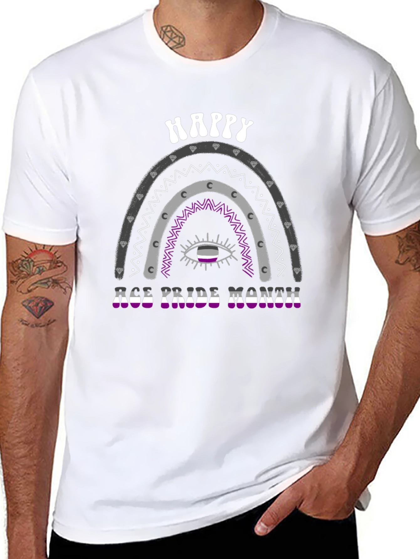Black Asexual Pride Month Rainbow Graphic Tee view 8