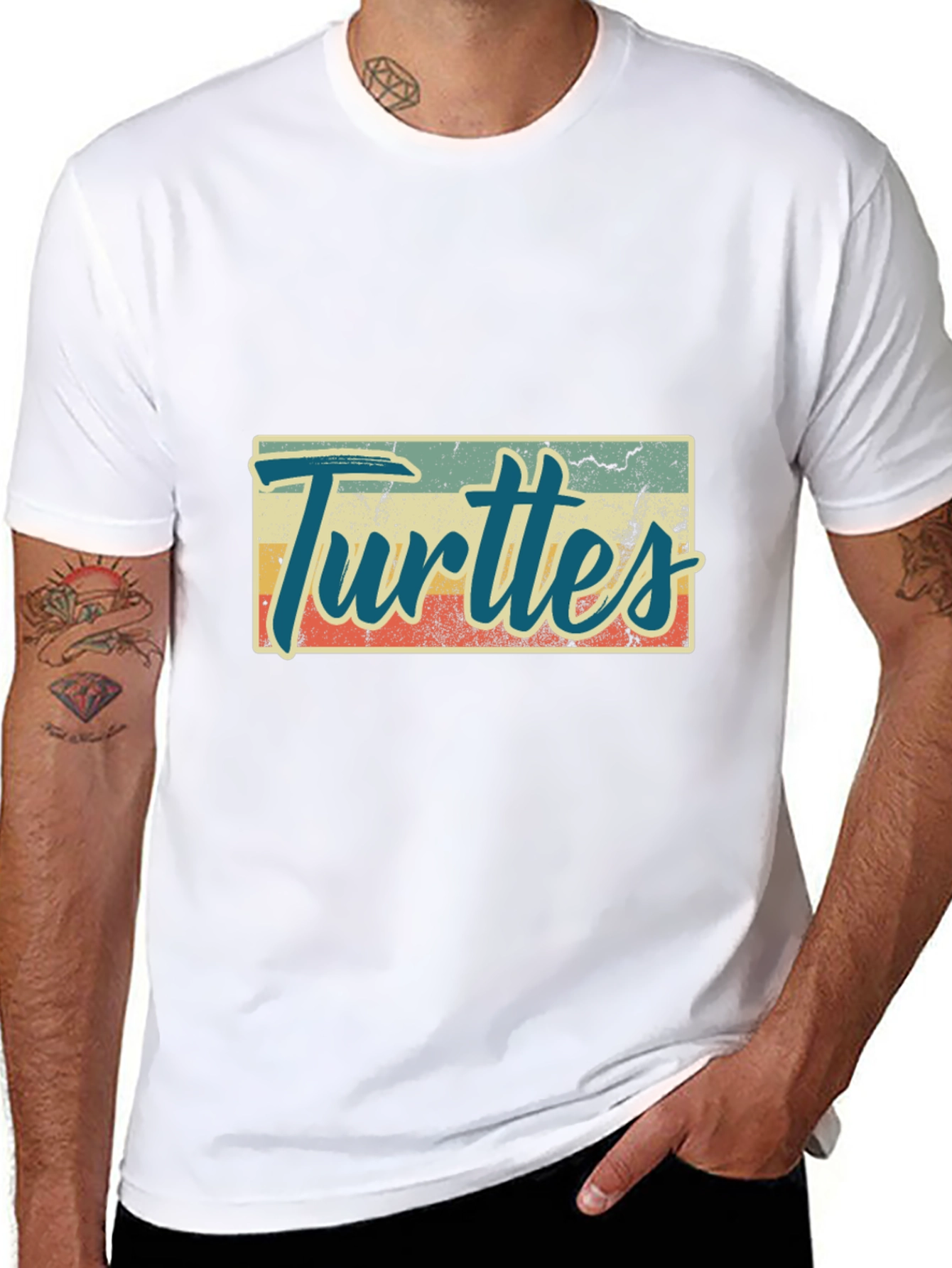 Black Retro Turtles Graphic Tee - Black Crew Neck view 8