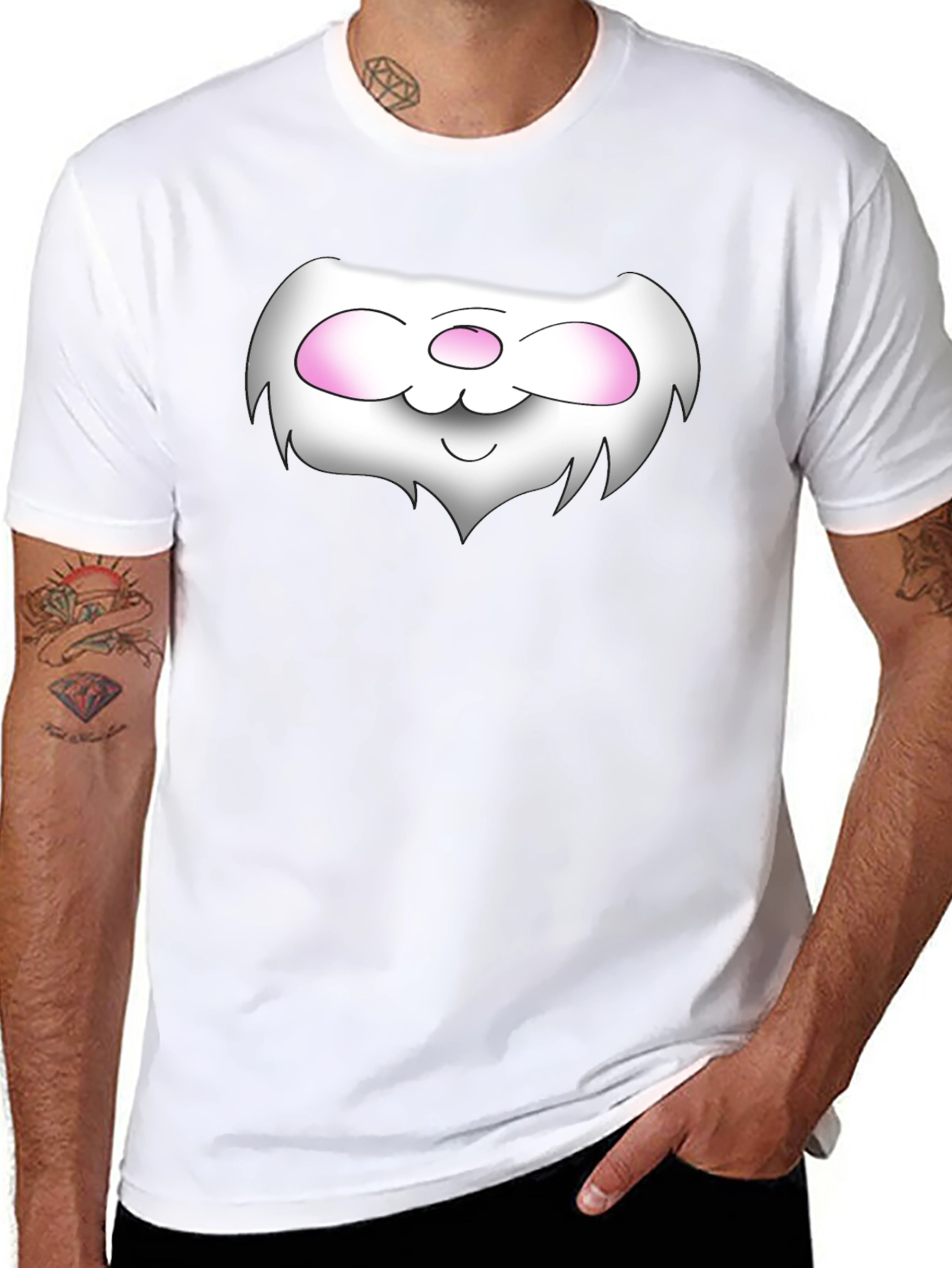Black Cute Cartoon Face Black T-Shirt view 8