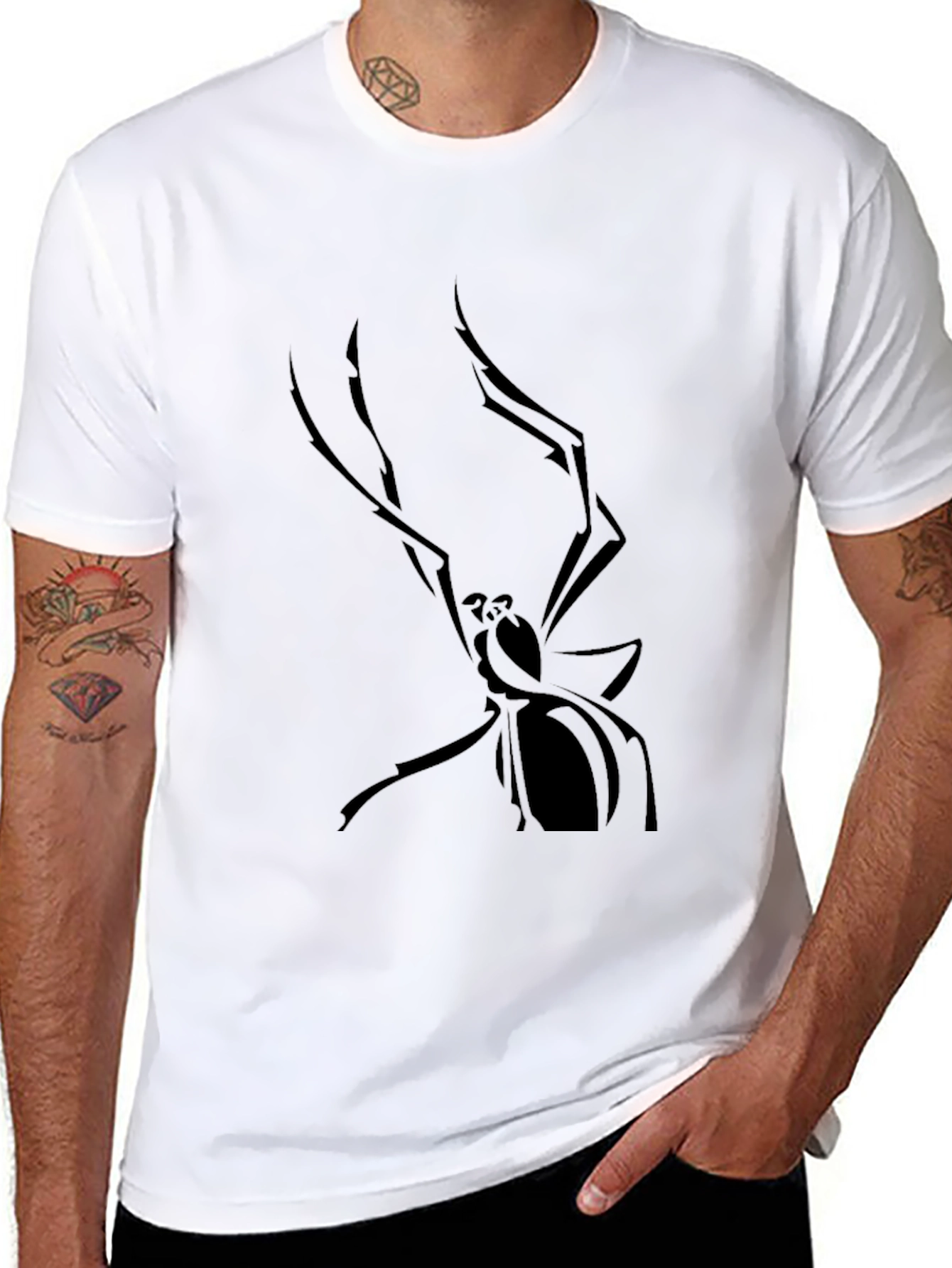 Black Men's Black Spider Graphic Tee view 8