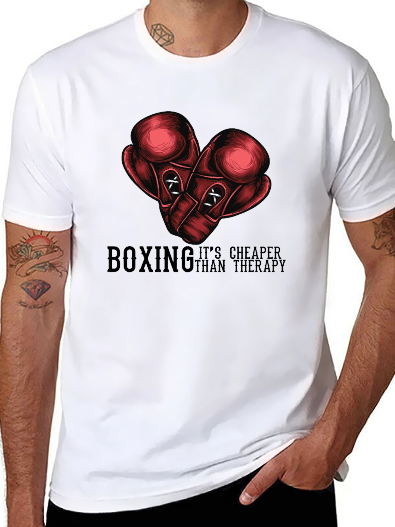 Black Boxing Cheaper Than Therapy Graphic Tee view 8