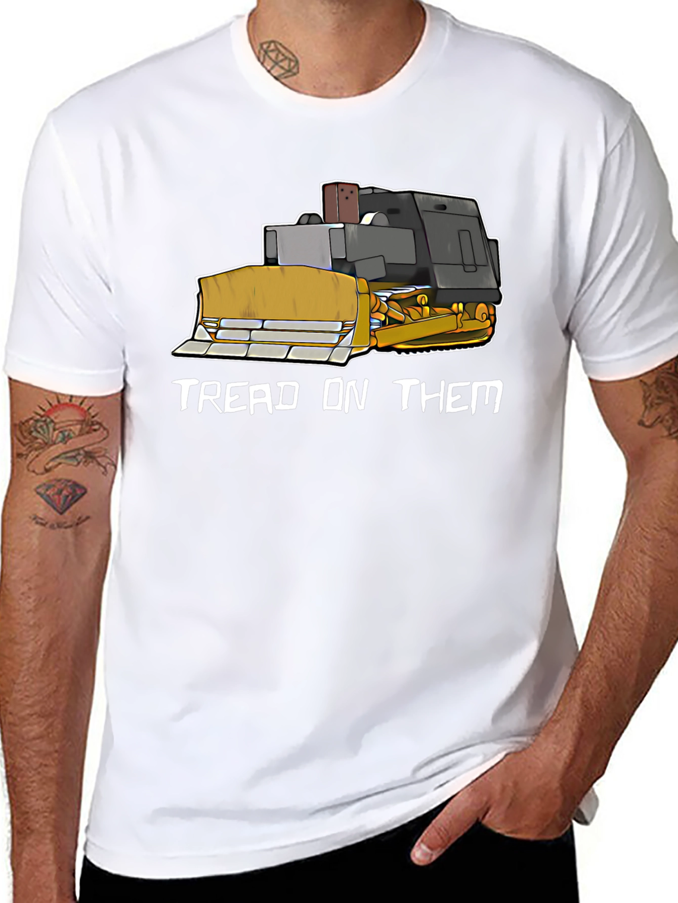 Black Tread On Them Funny Bulldozer T-Shirt view 8