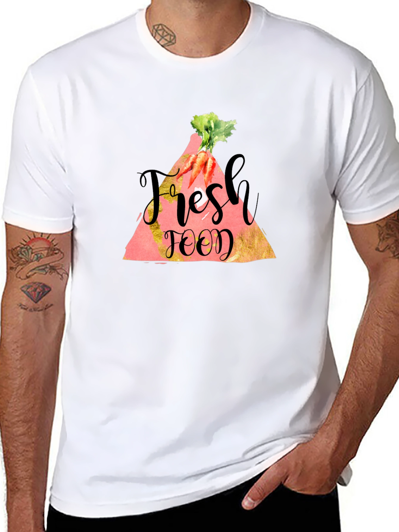 Black Fresh Food Carrot Graphic Tee - Unisex Black T-Shirt view 8