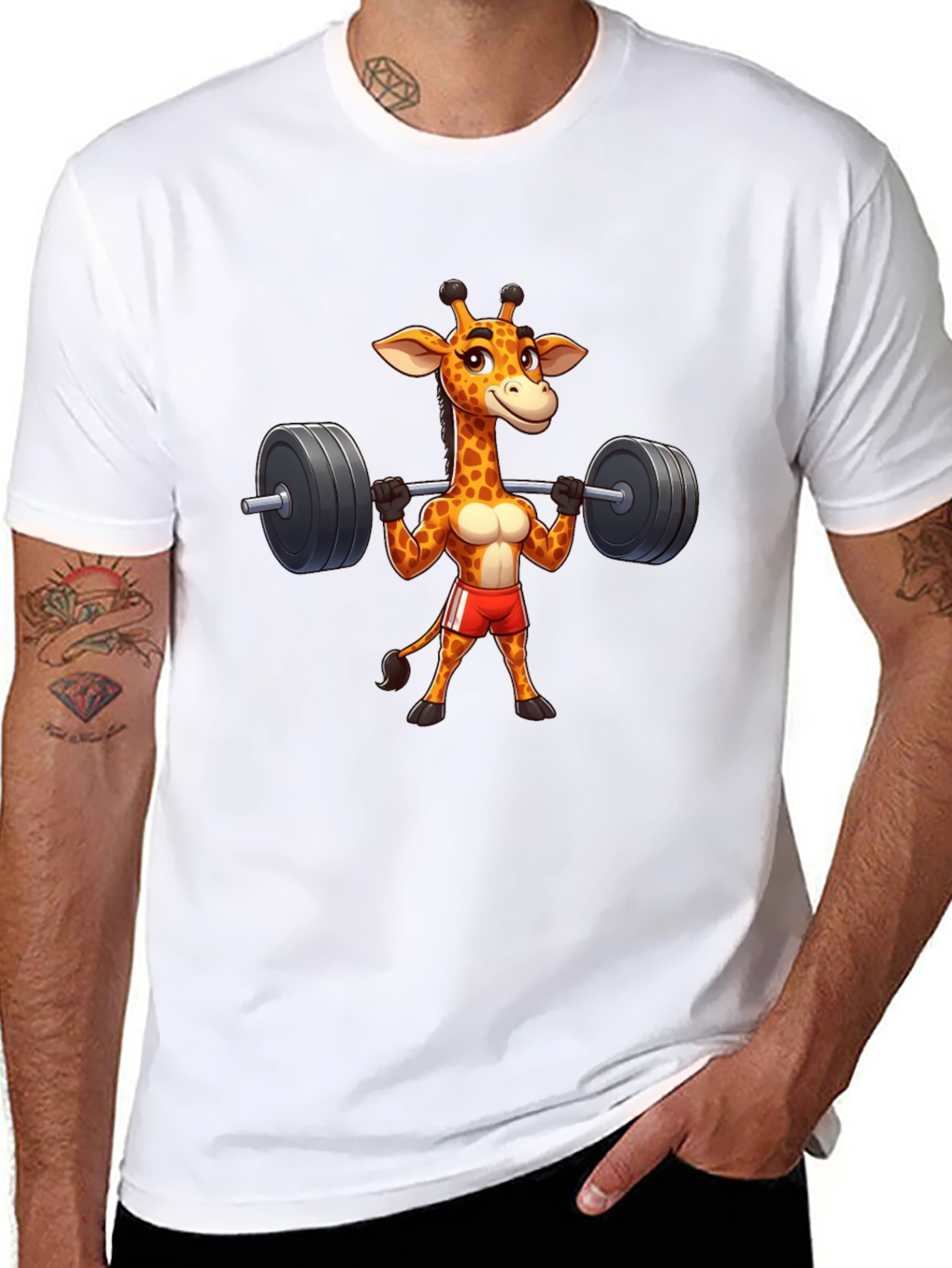 Black Giraffe Gym T-Shirt - Funny Workout Tee view 8