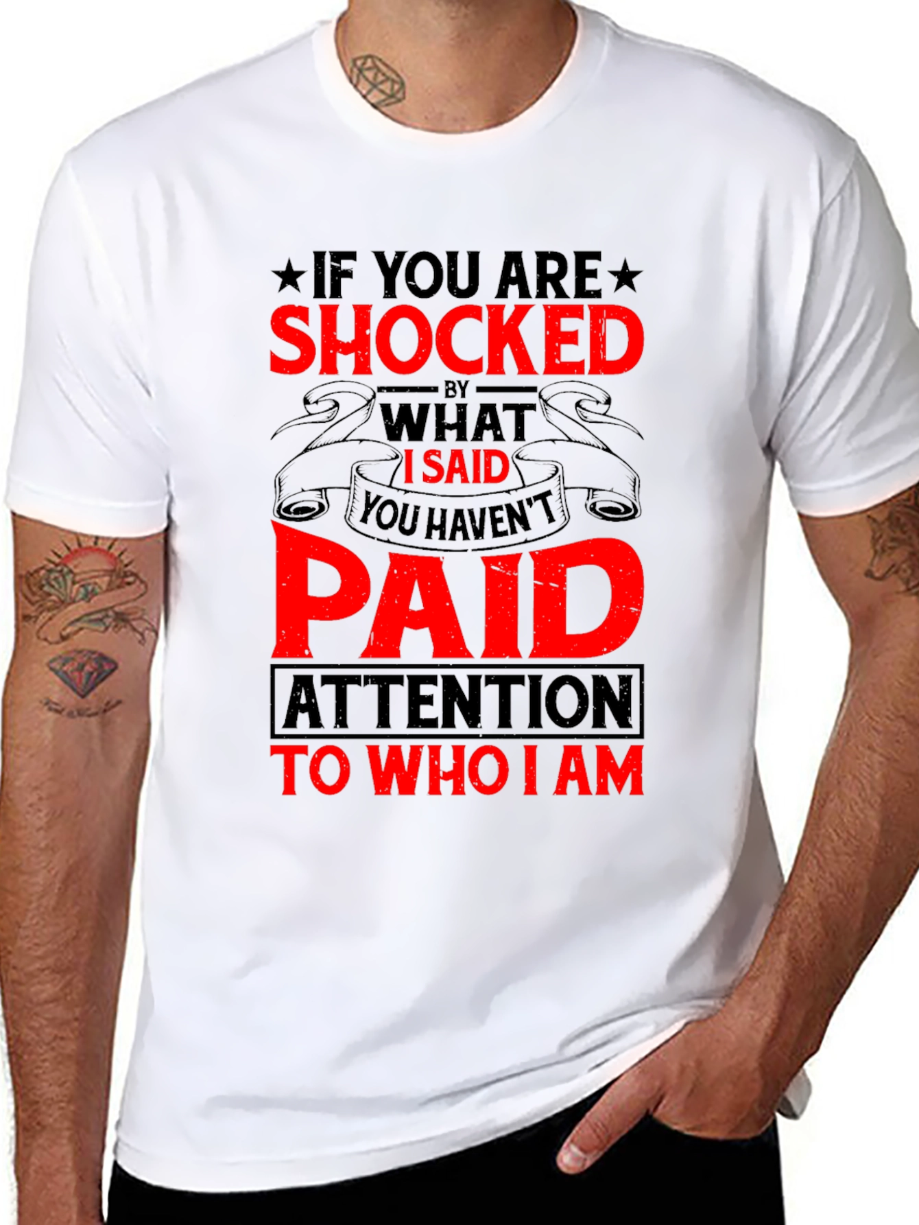 Black Shocked? Funny T-Shirt - Black view 8