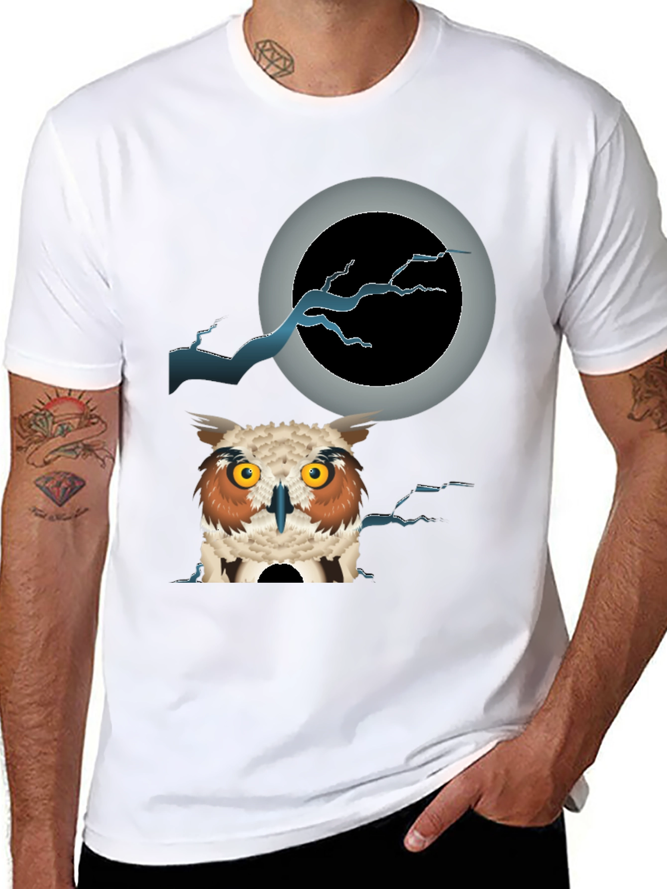 Black Owl Moon T-Shirt - Unique Graphic Tee view 8