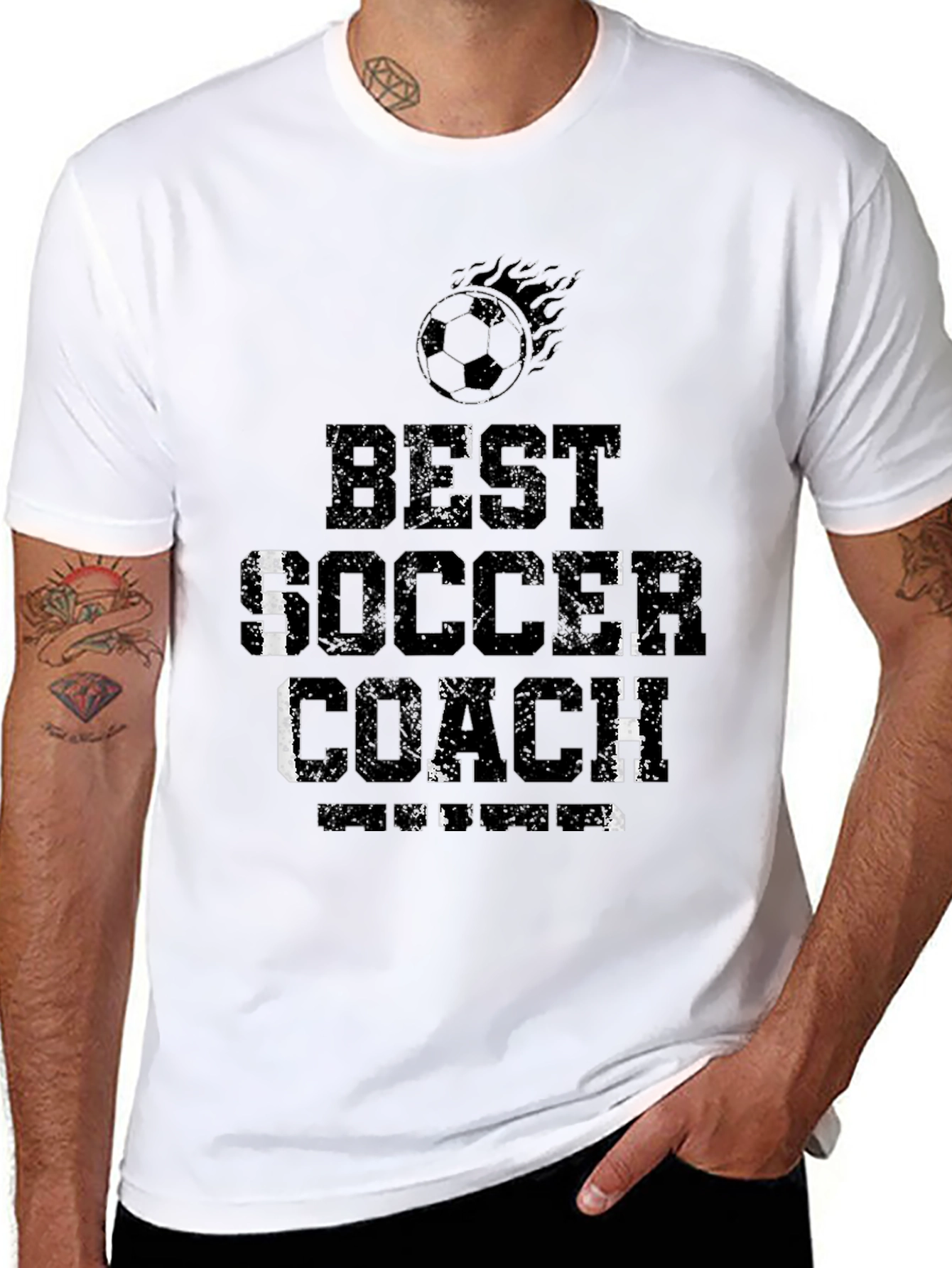 Black Best Soccer Coach T-Shirt view 8