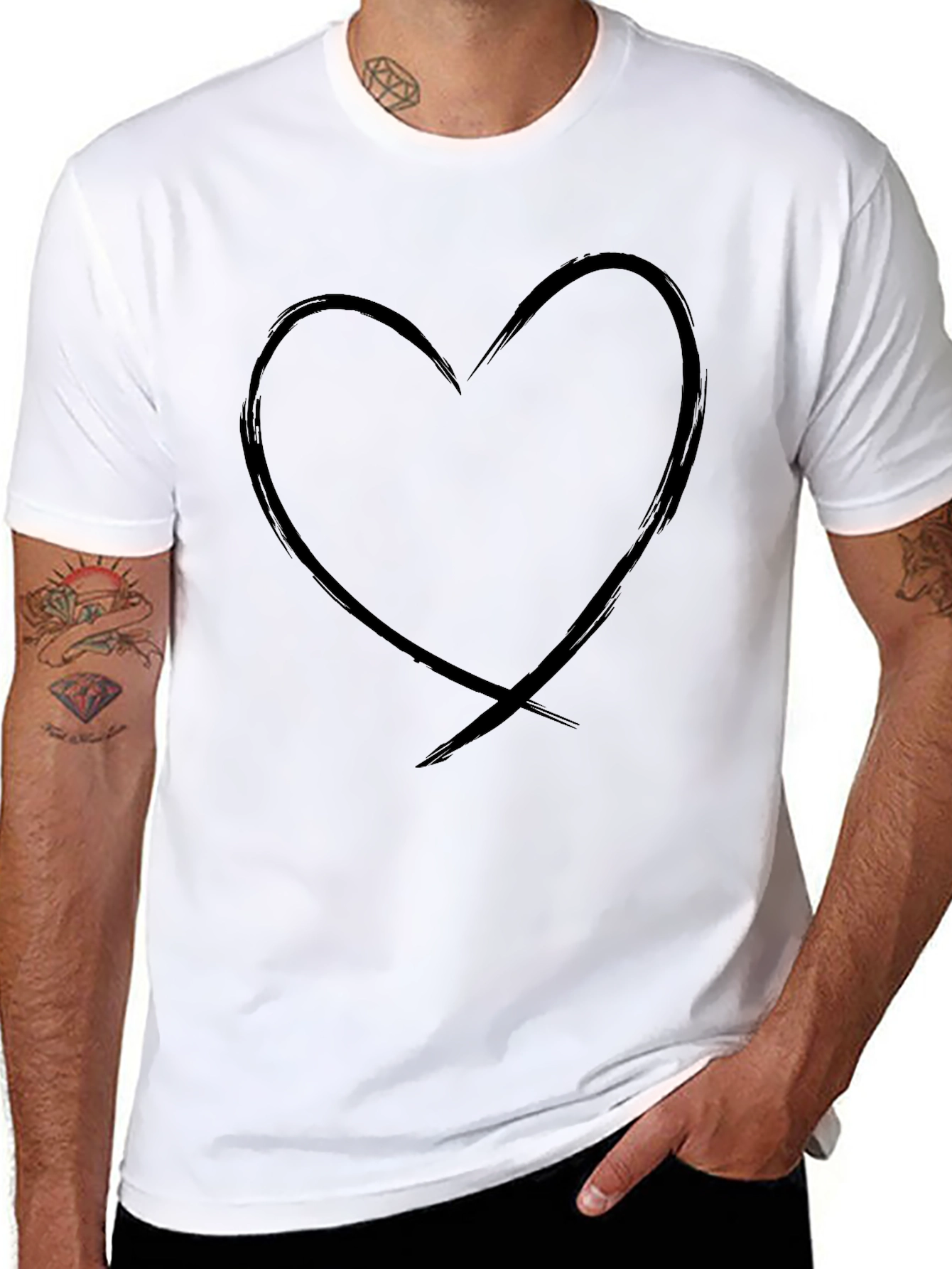 Black Heart Graphic Black T-Shirt - Casual Style view 8