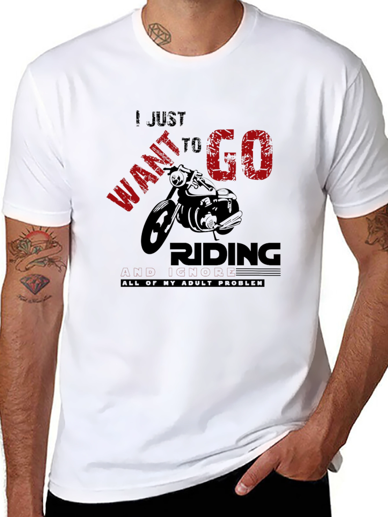 Black I Just Want To Go Riding T-Shirt view 8