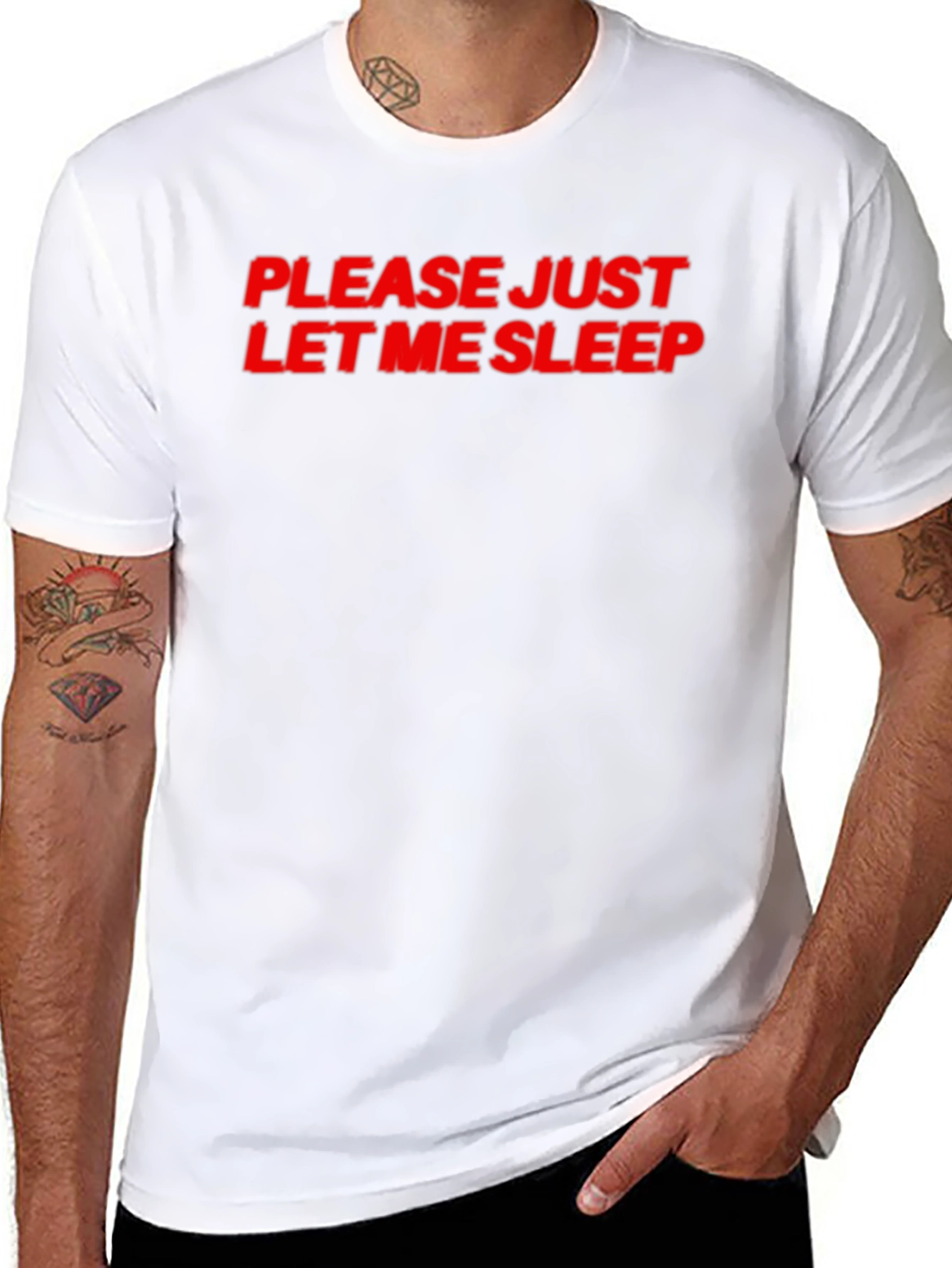 Black Please Let Me Sleep T-Shirt - Black Cotton Tee view 8