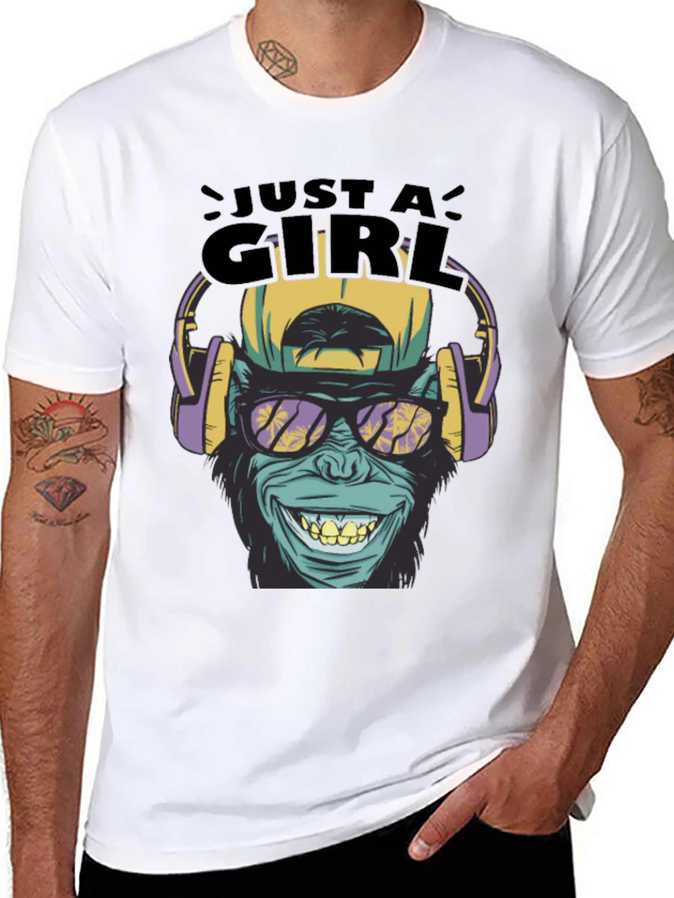 Black Just A Girl Monkey Graphic Tee view 8