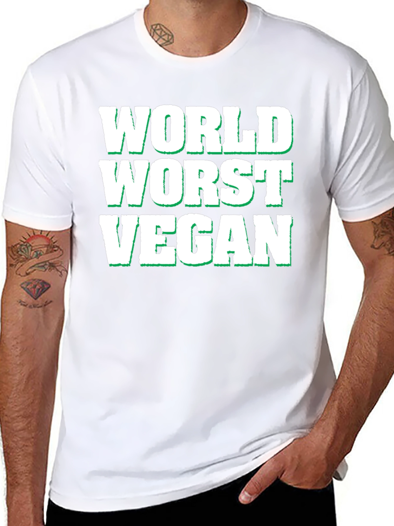 Black World's Worst Vegan T-Shirt - Funny Novelty Tee view 8