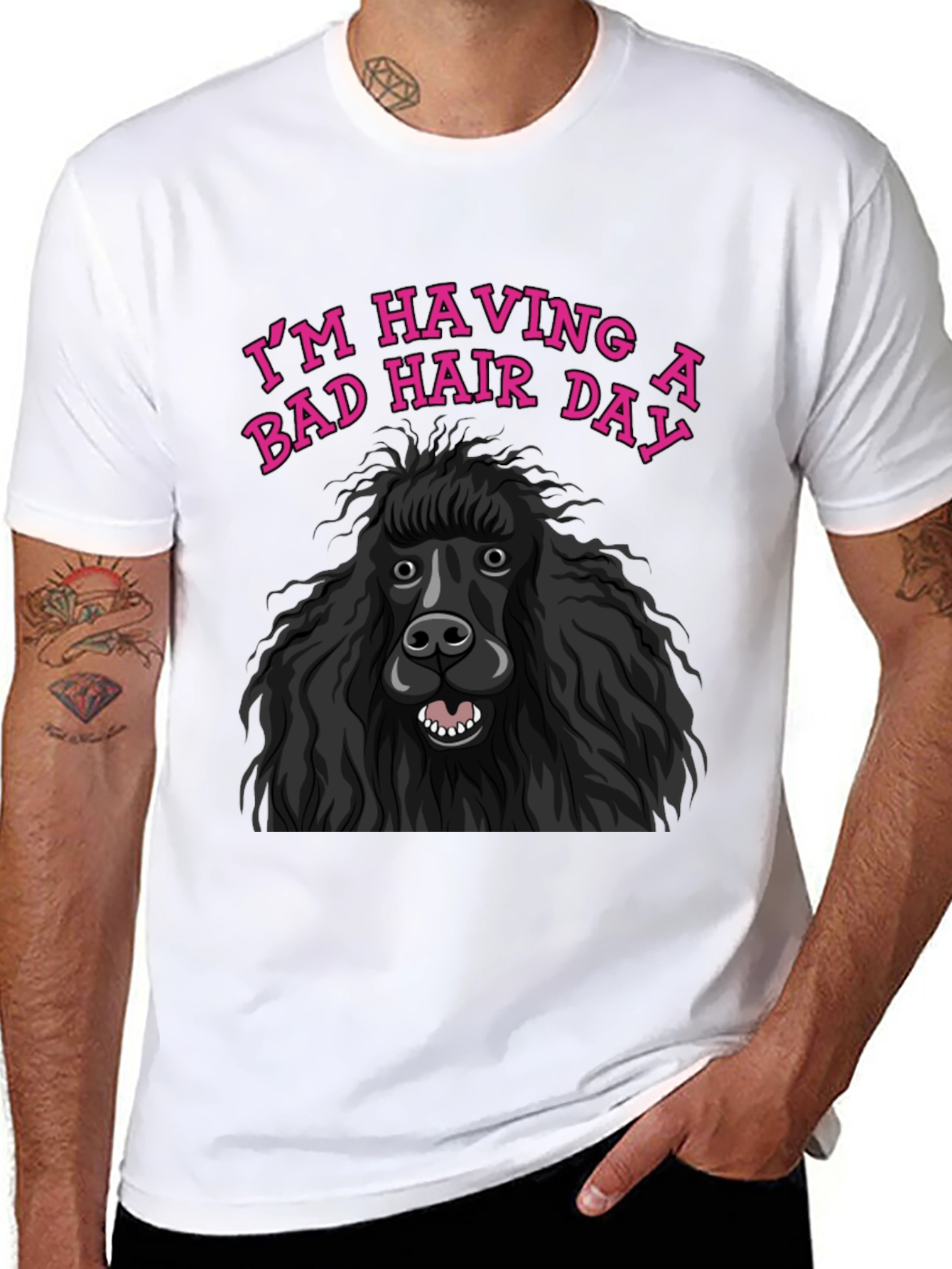 Black Bad Hair Day Poodle Graphic Tee view 8