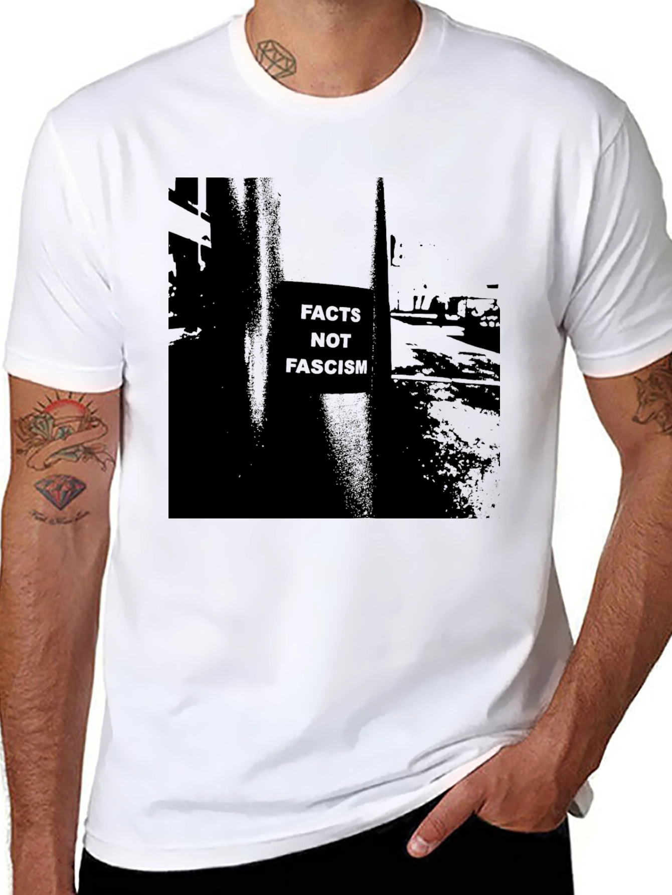Black Facts Not Fascism Graphic Tee view 8