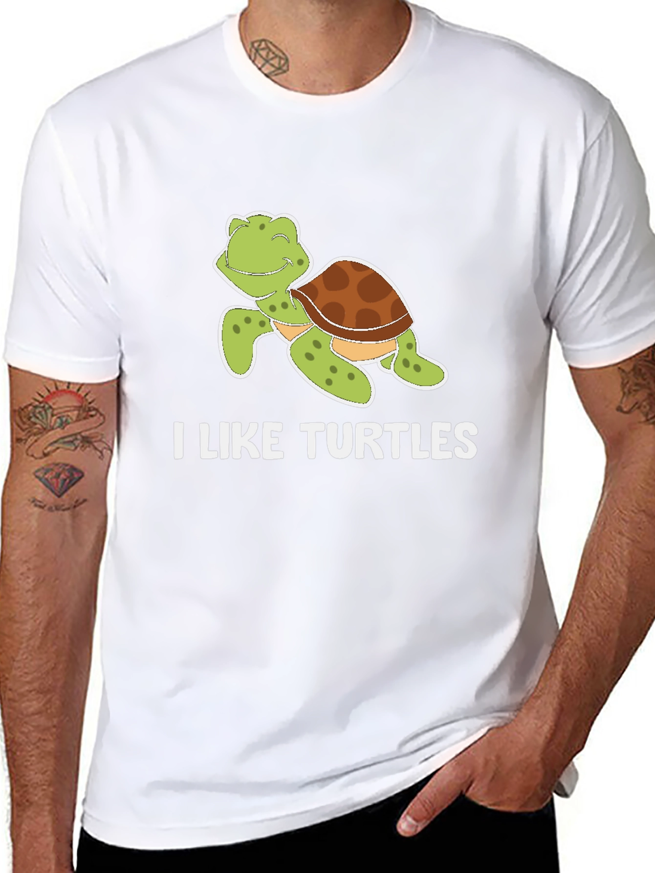 Black I Like Turtles T-Shirt view 8