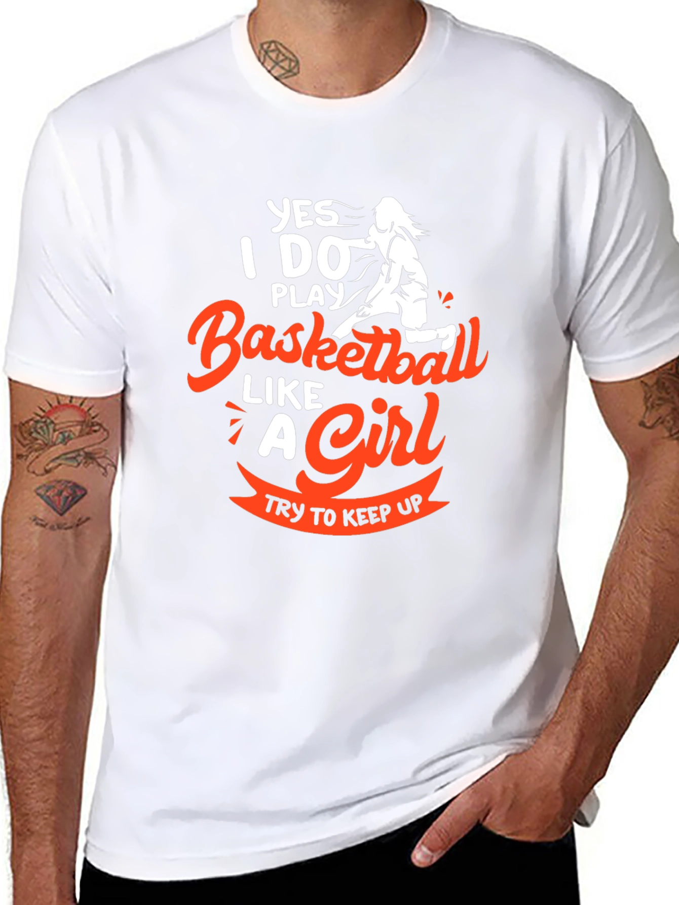 Black Basketball Like a Girl T-Shirt view 8