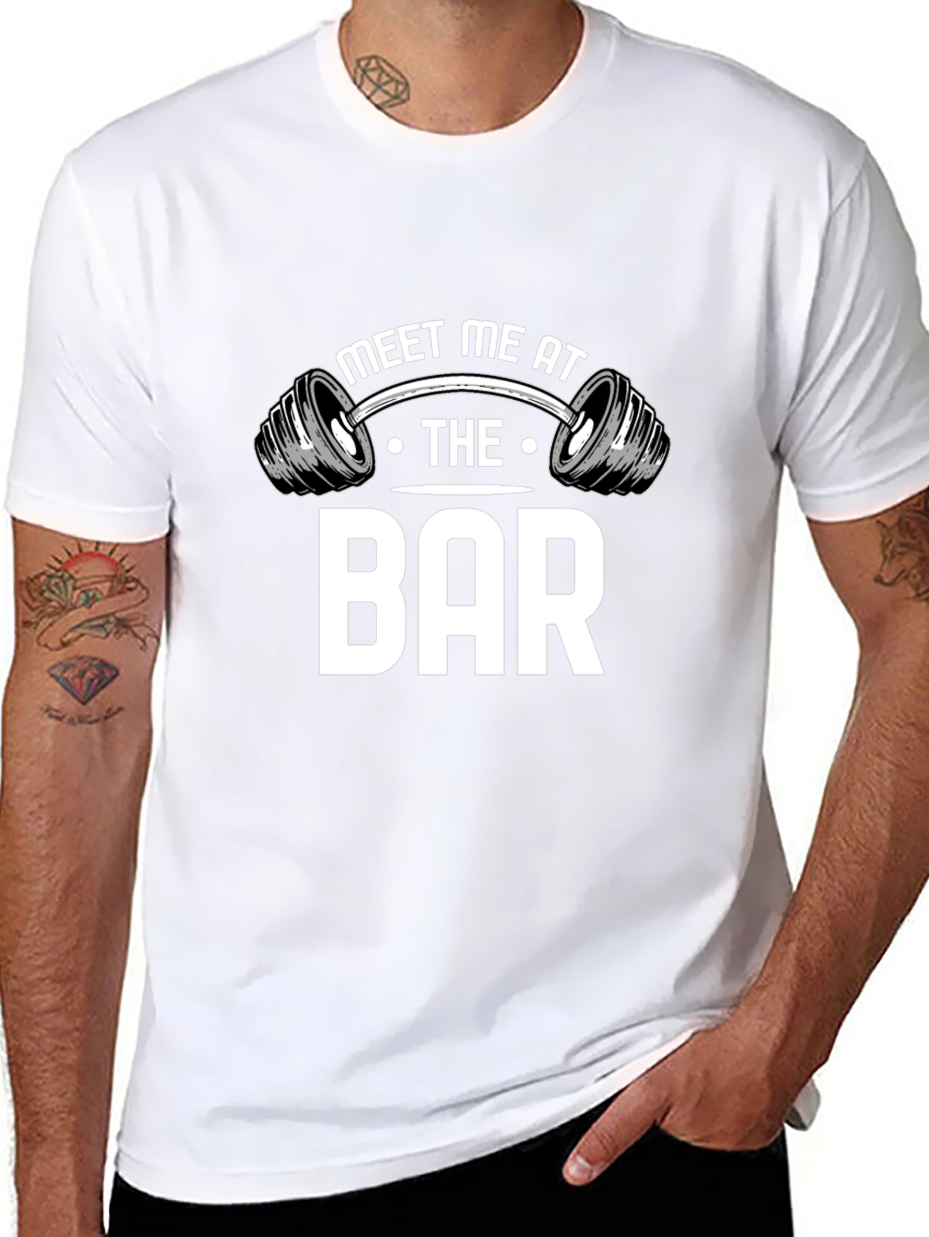 Black Meet Me at The Bar T-Shirt - Funny Gym Workout Tee view 8