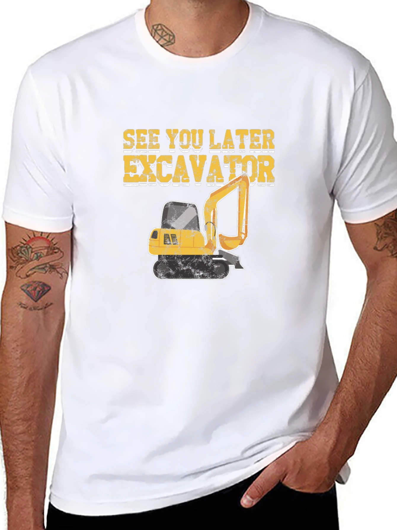 Black See You Later Excavator Black Cotton T-Shirt view 8