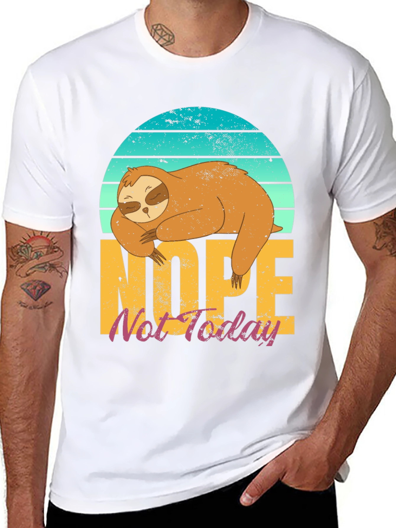 Black Nope Not Today Sloth T-Shirt view 8