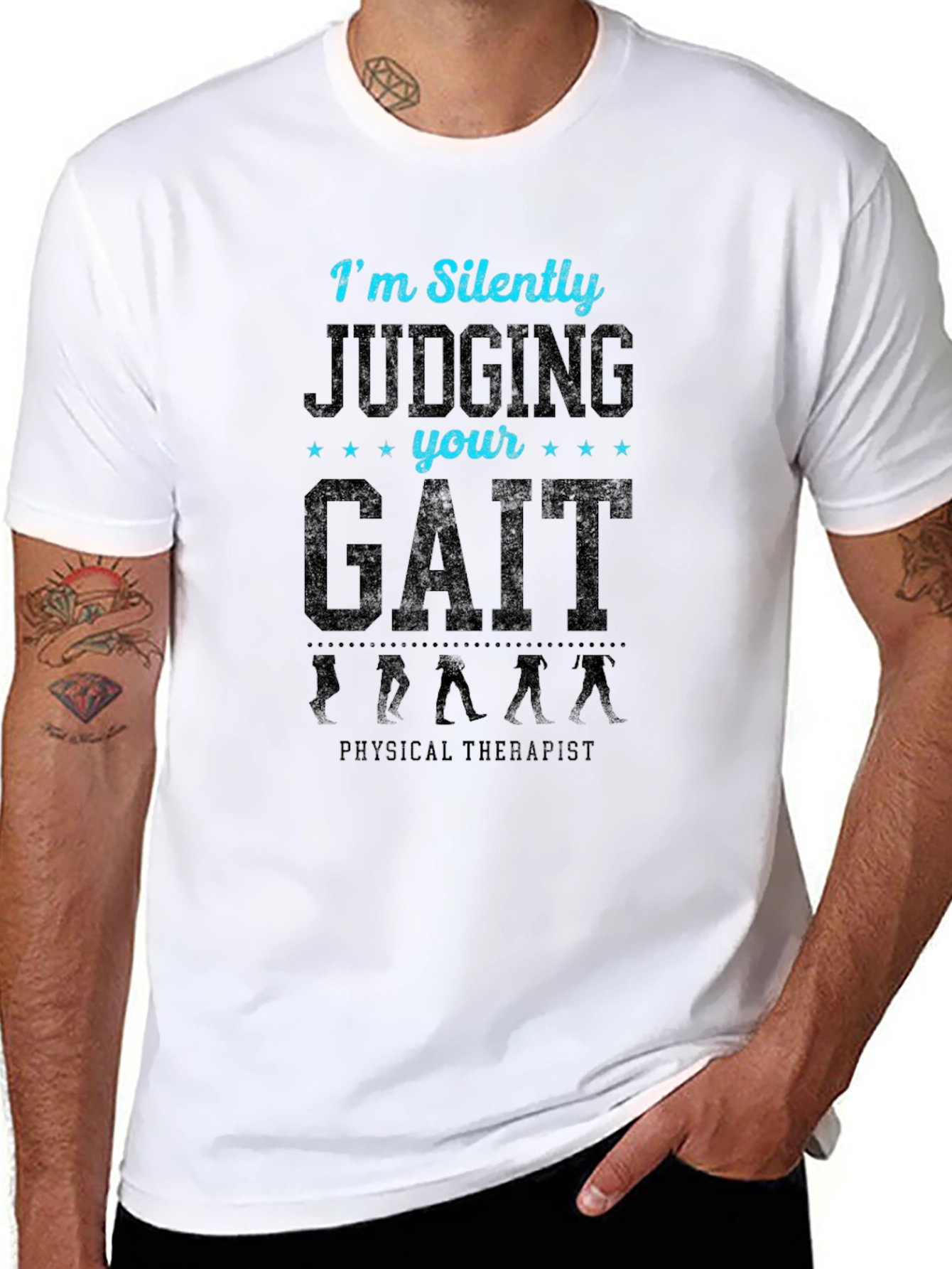 Black Funny Gait Judging Physical Therapist T-Shirt view 8