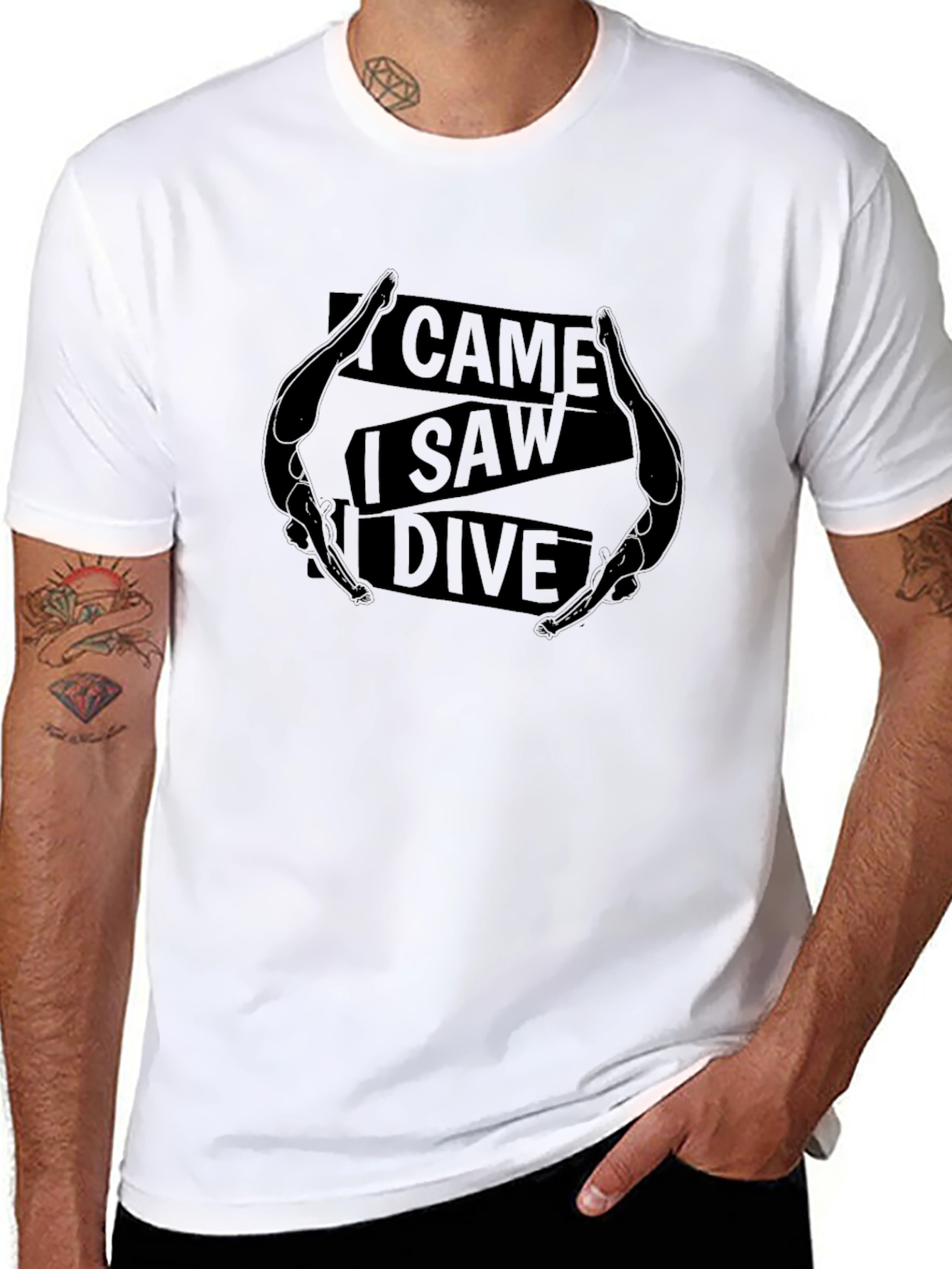 Black I Came I Saw I Dive Graphic T-Shirt view 8