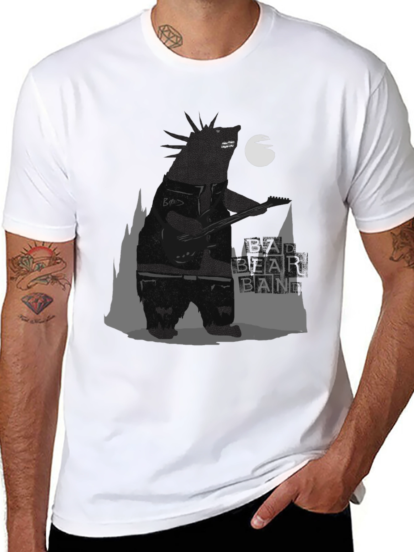 Black Bad Bear Band Graphic Tee - Black view 8