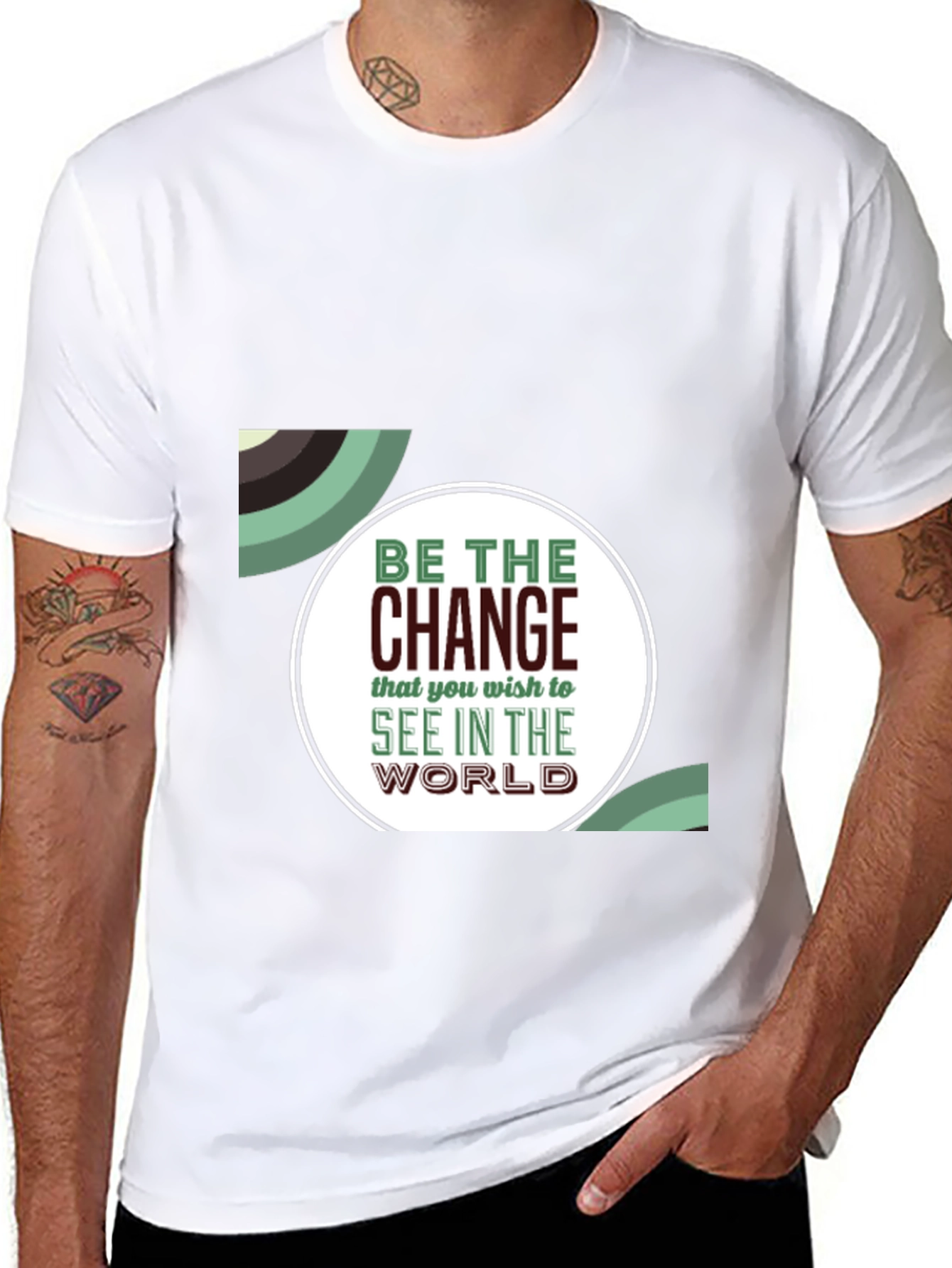 Black Inspirational Graphic T-Shirt - Be The Change view 8