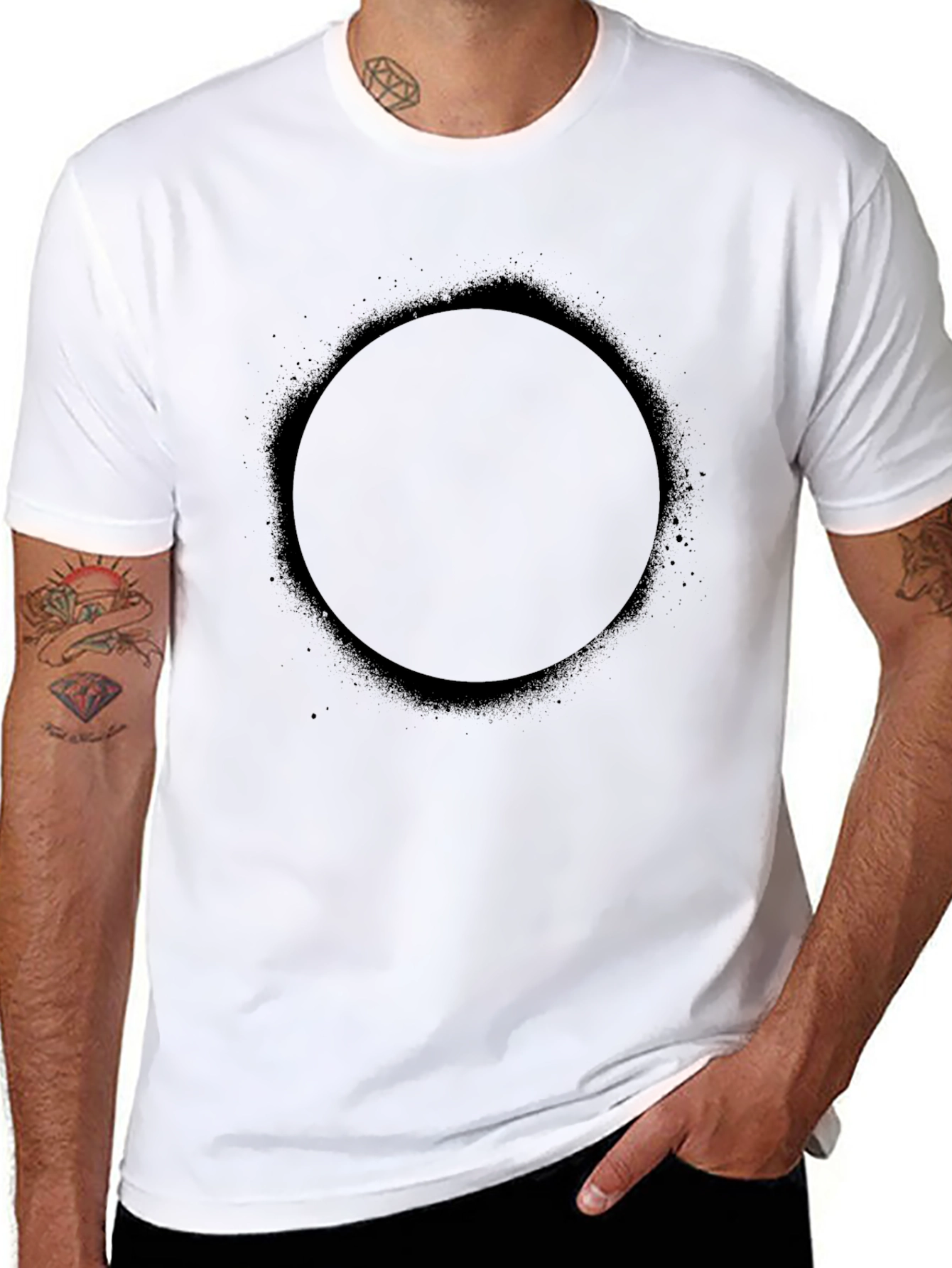 Black Circle Graphic Tee - Modern Minimalist Design - 8